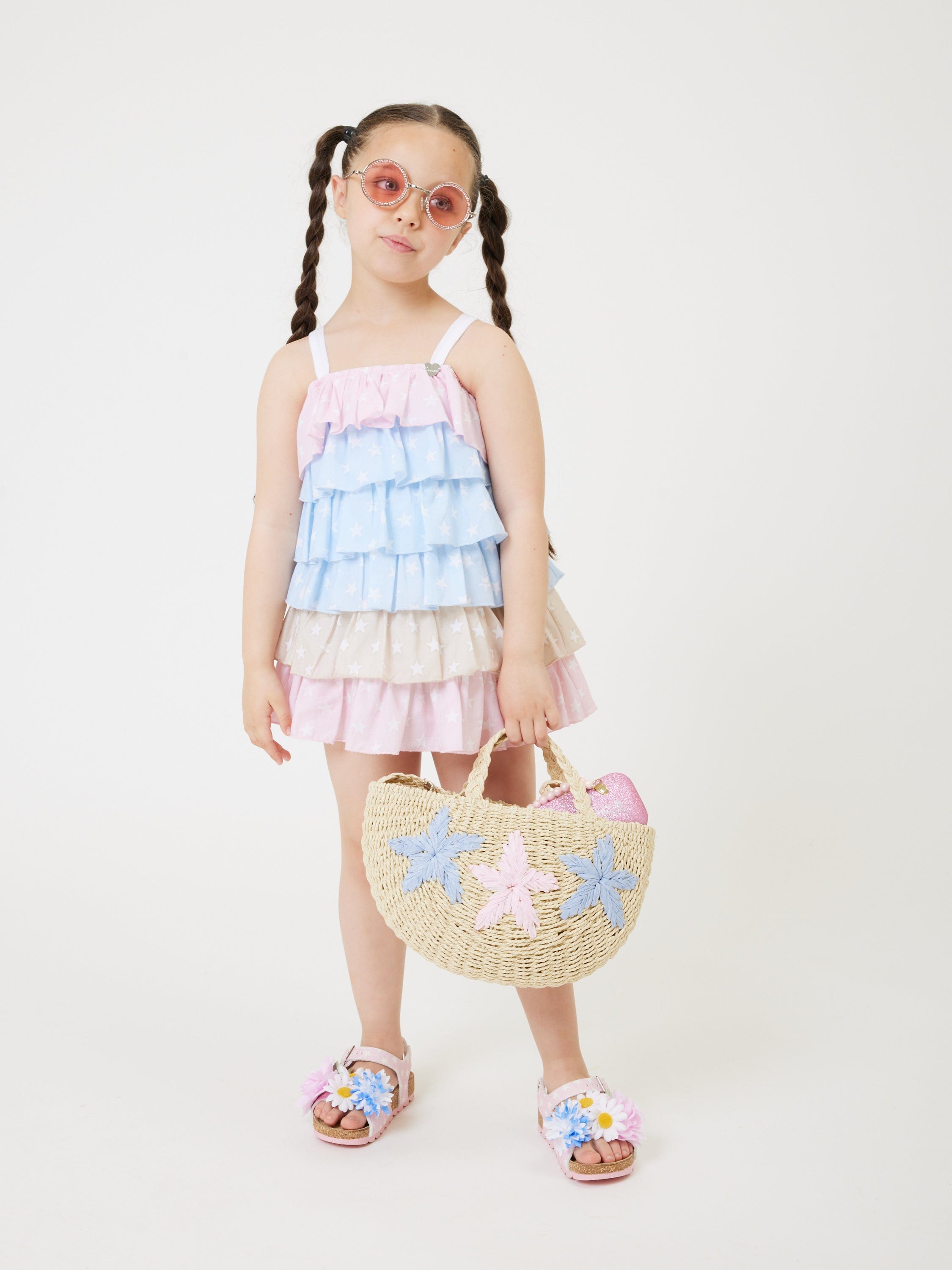 Monnalisa Girls Ruffle Sundress in Multicolour 2025 Newest Online