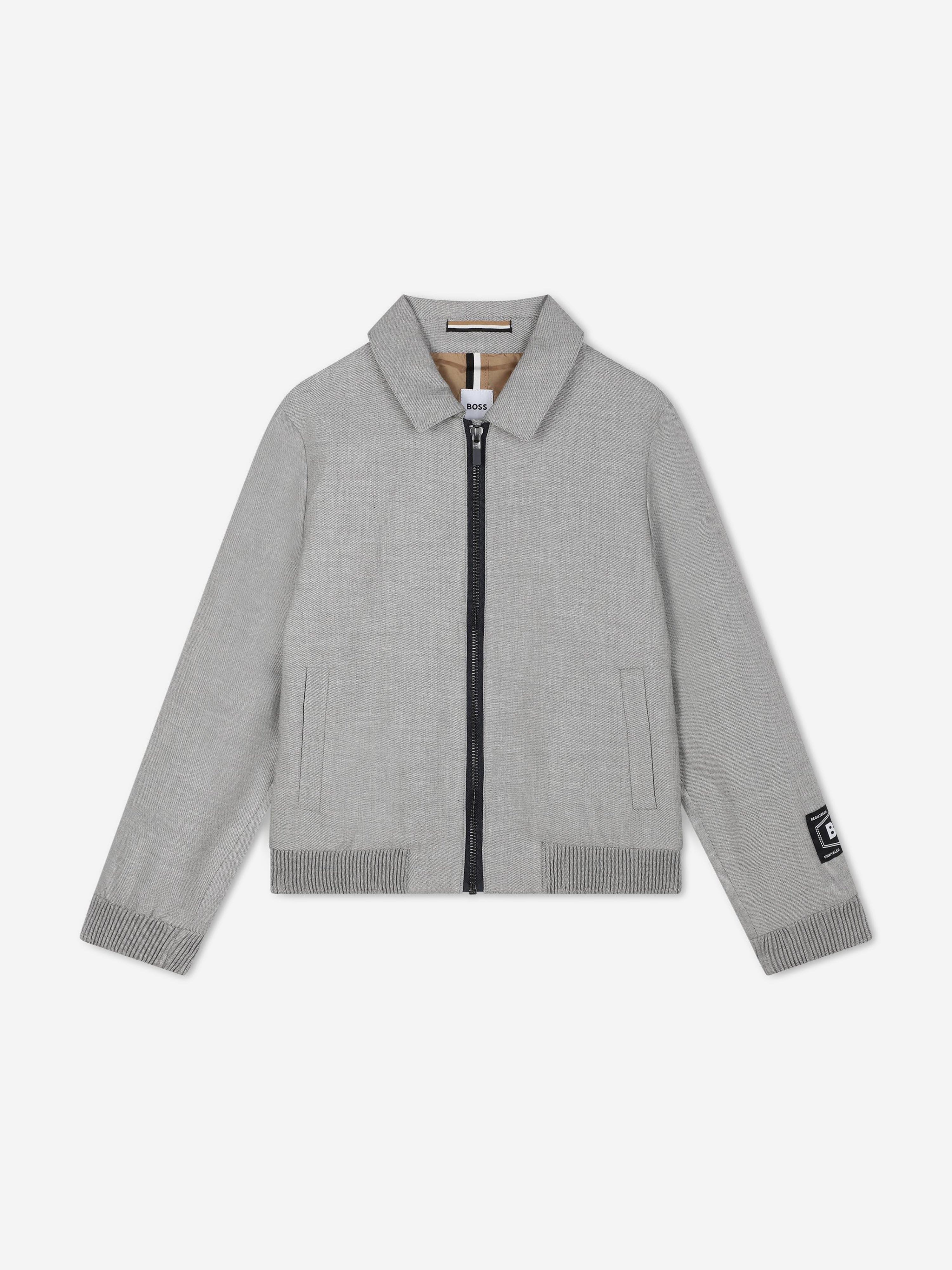 BOSS Boys Suit Jacket in Grey Sale Top Quality