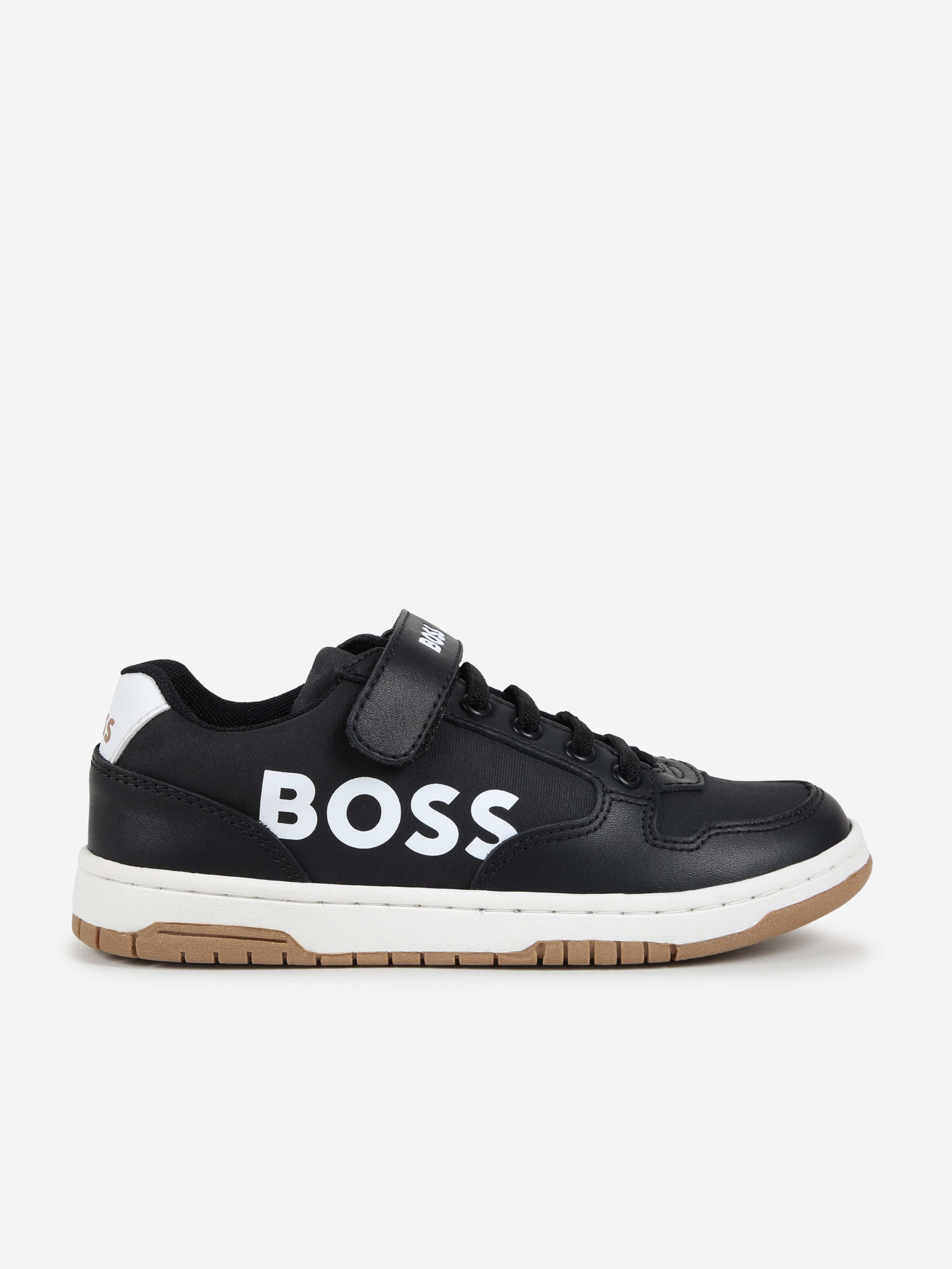BOSS Boys Logo Trainers in Black Clearance Geniue Stockist