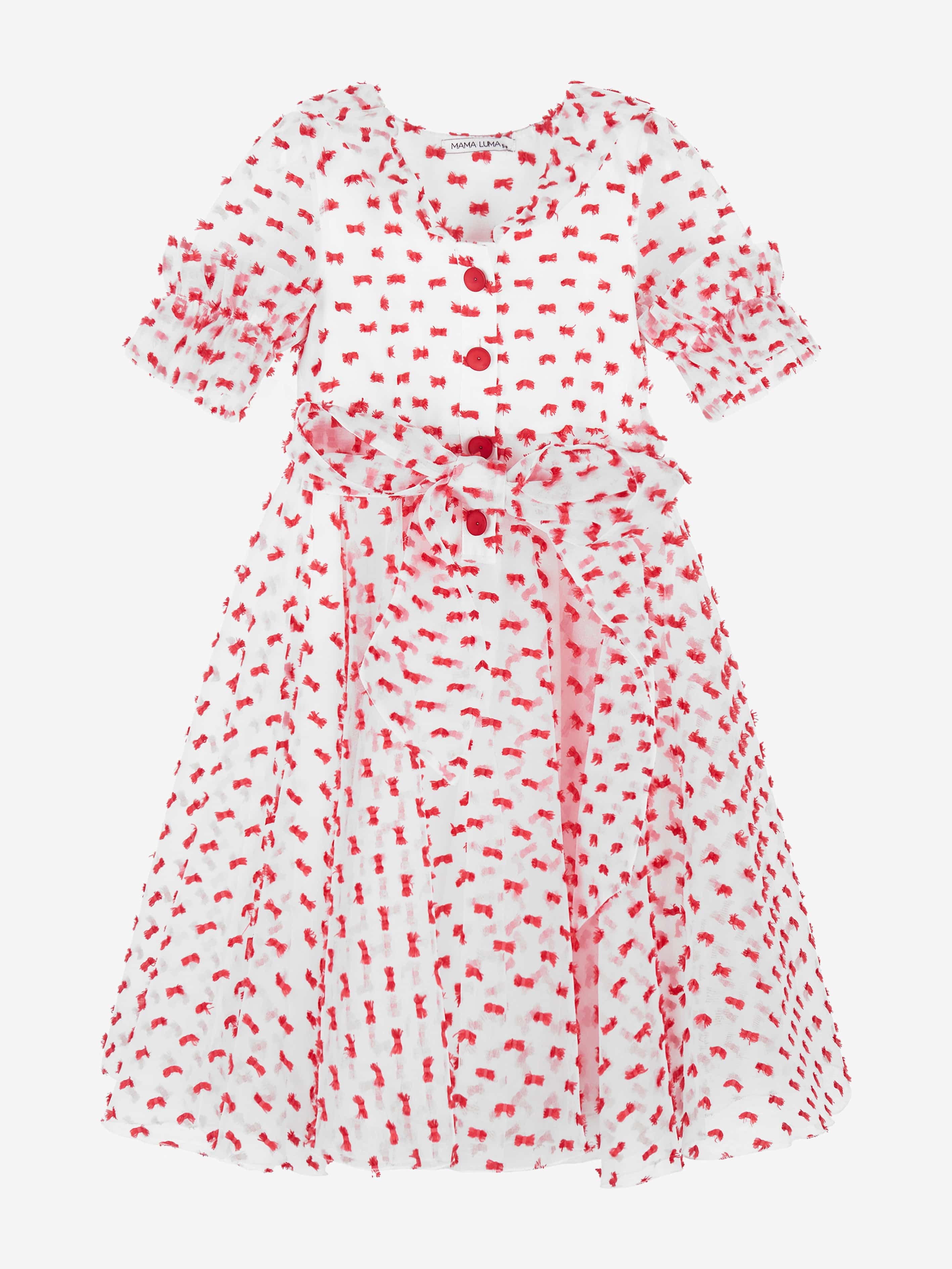 Mama Luma Girls Flared Dot Dress in Red Big Sale Cheap Online