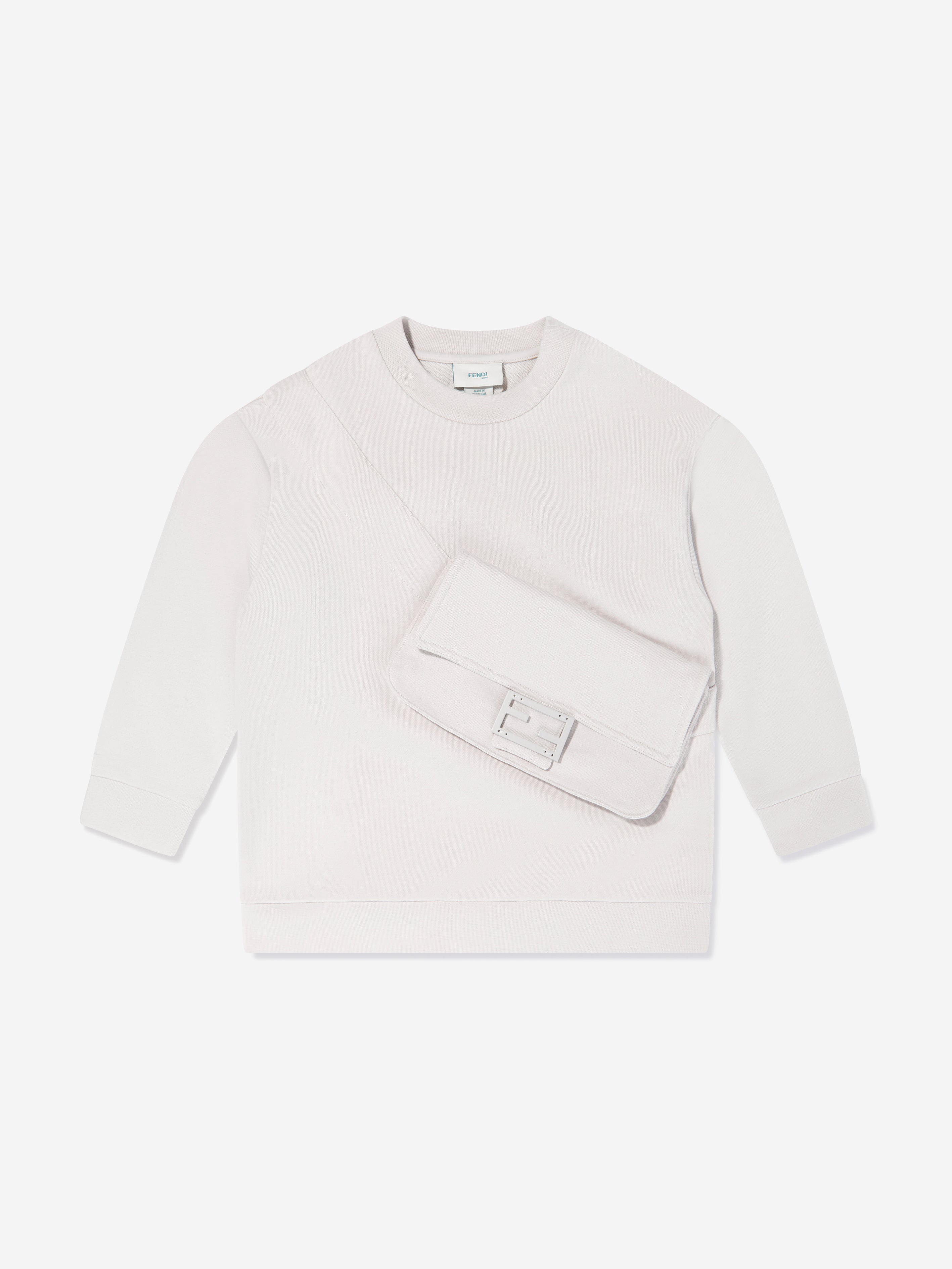 Fendi Kids Baguette Pocket Sweatshirt Ivory Sale 100% Guaranteed