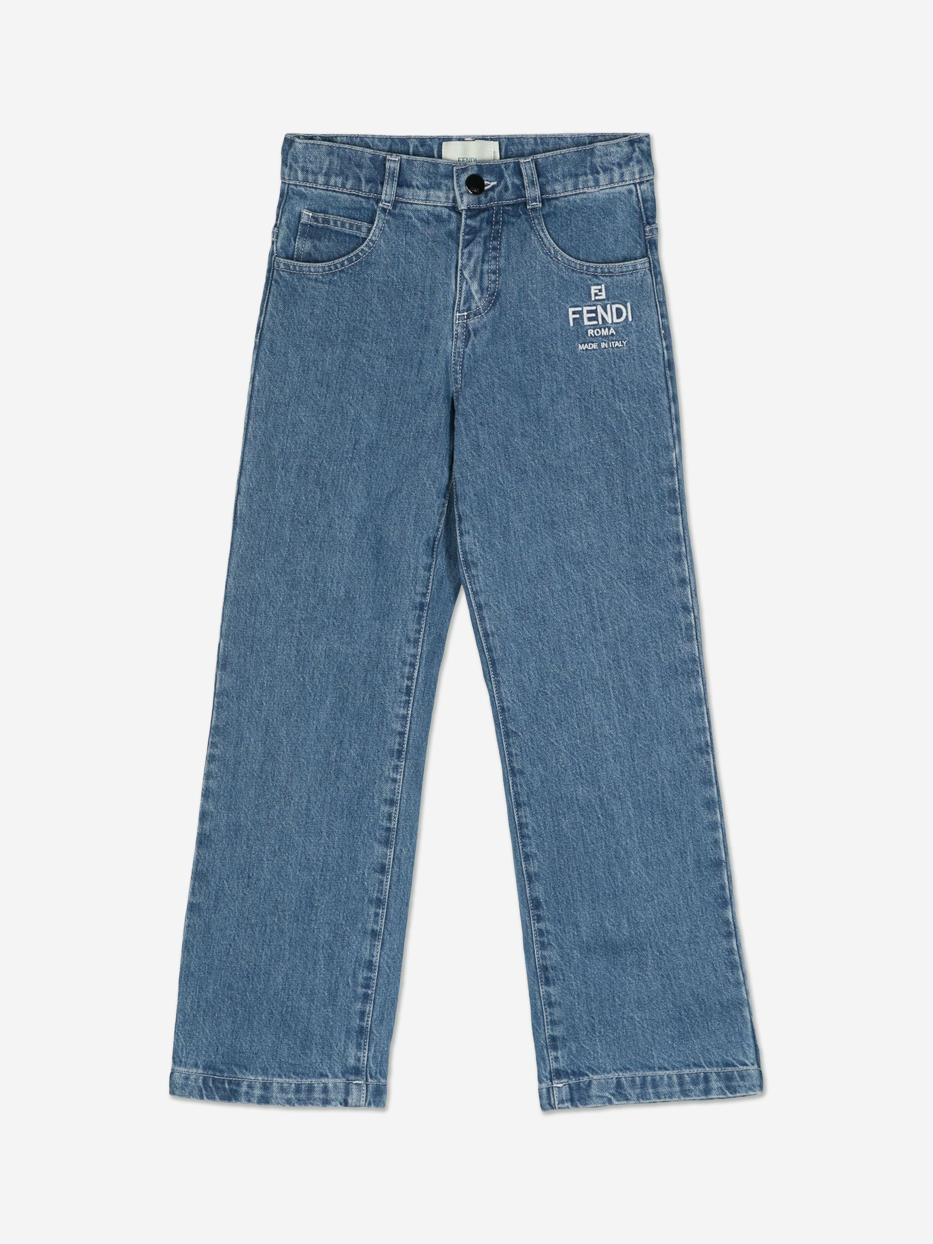 Fendi Kids Washed Denim Regualr Jeans in Blue Discount 2025 New