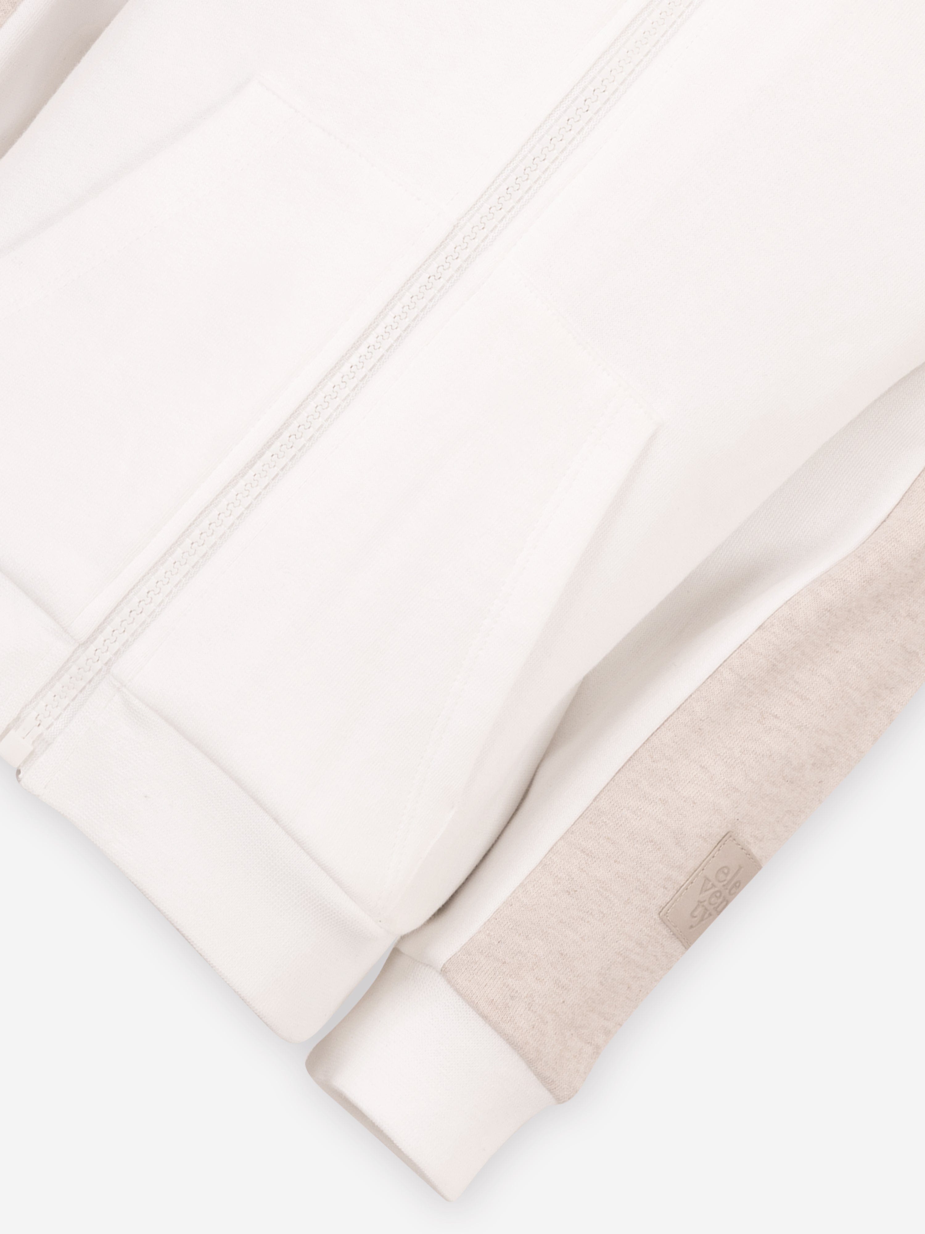Eleventy Boys Jersey Zip Up Cardigan in Ivory Free Shipping For Sale