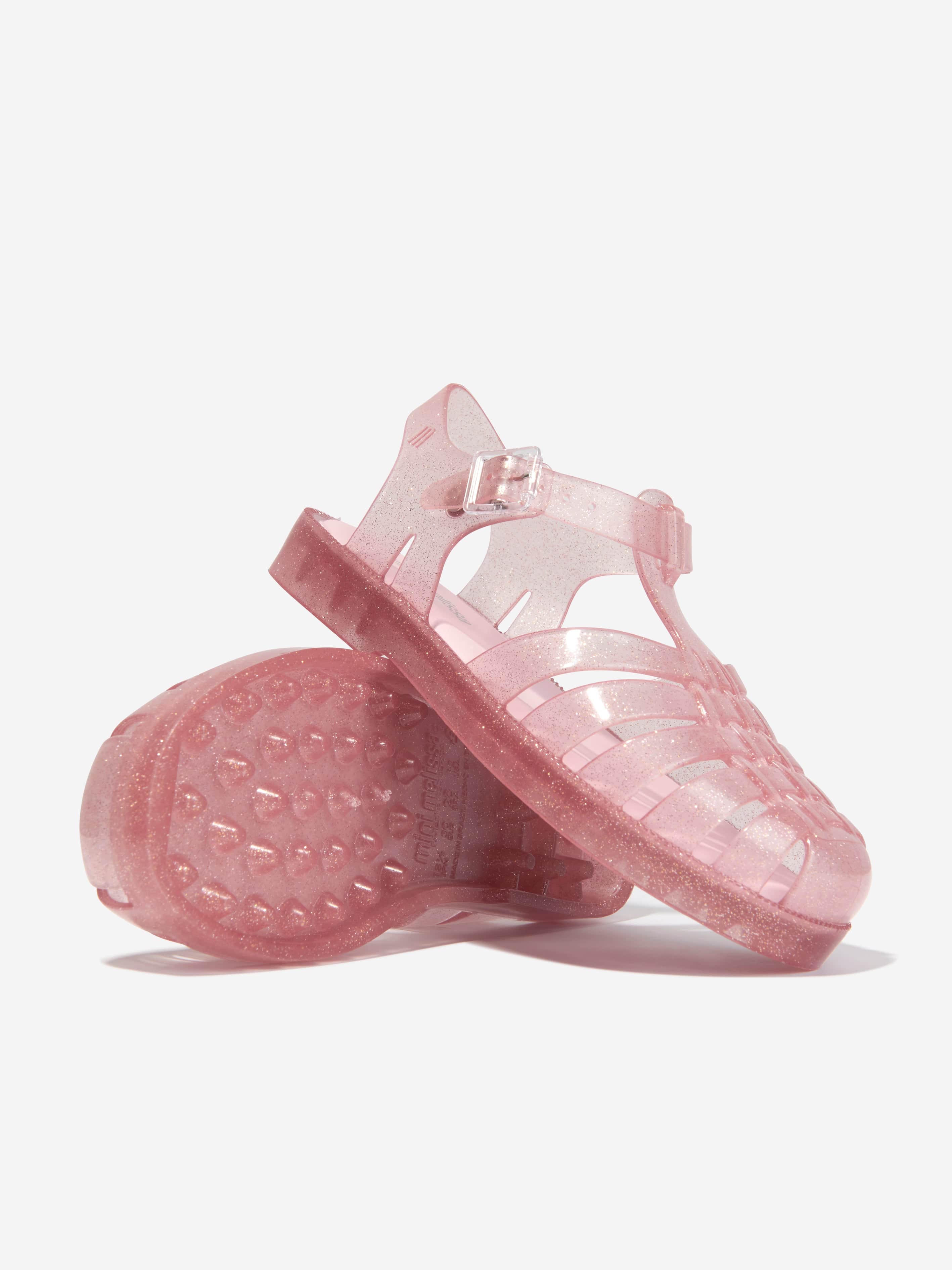 Mini Melissa Girls Glitter Jelly Sandals in Pink Order Cheap Online