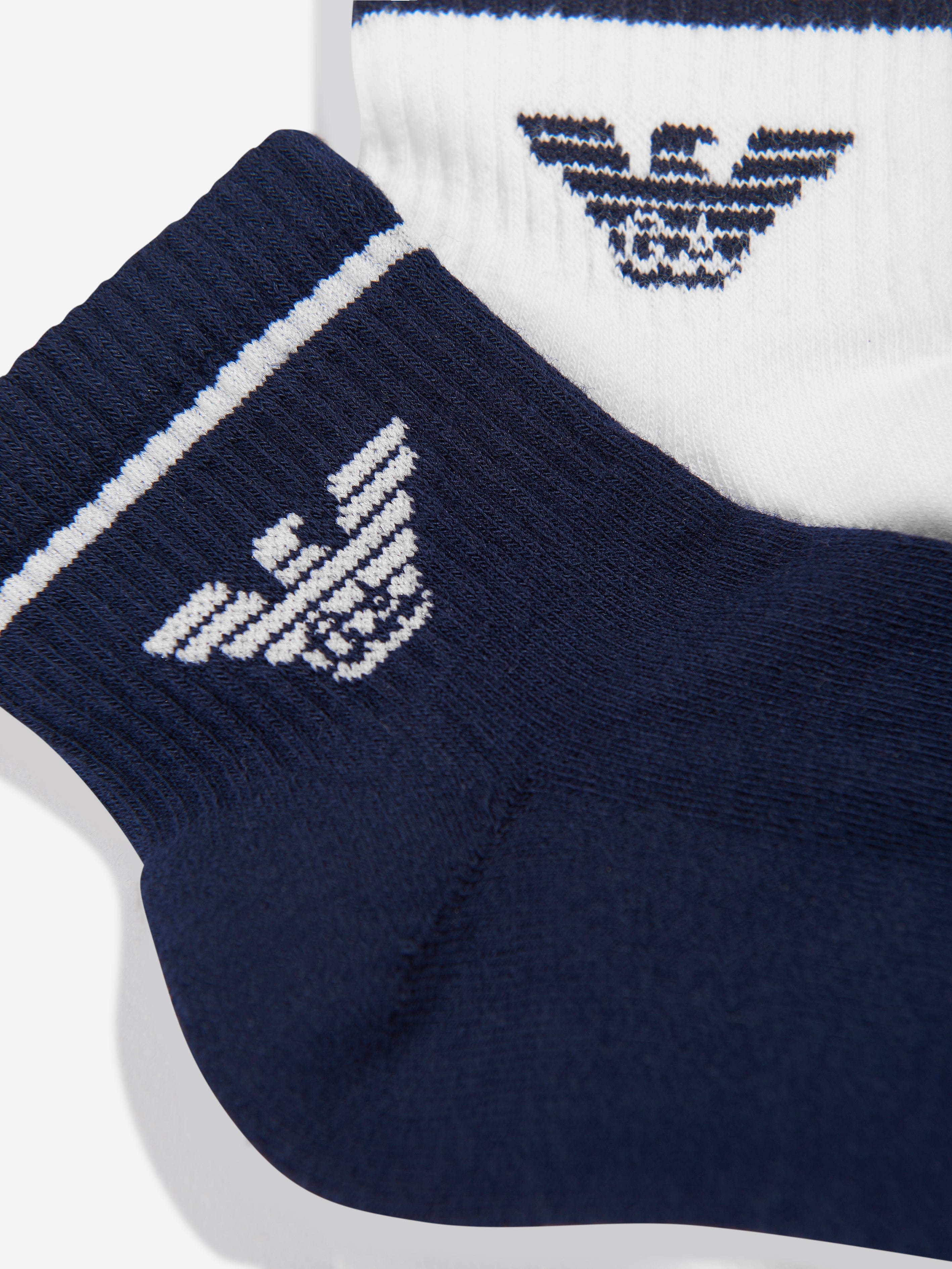 Emporio Armani Boys Cotton Logo Socks in White Cheap Sale From China