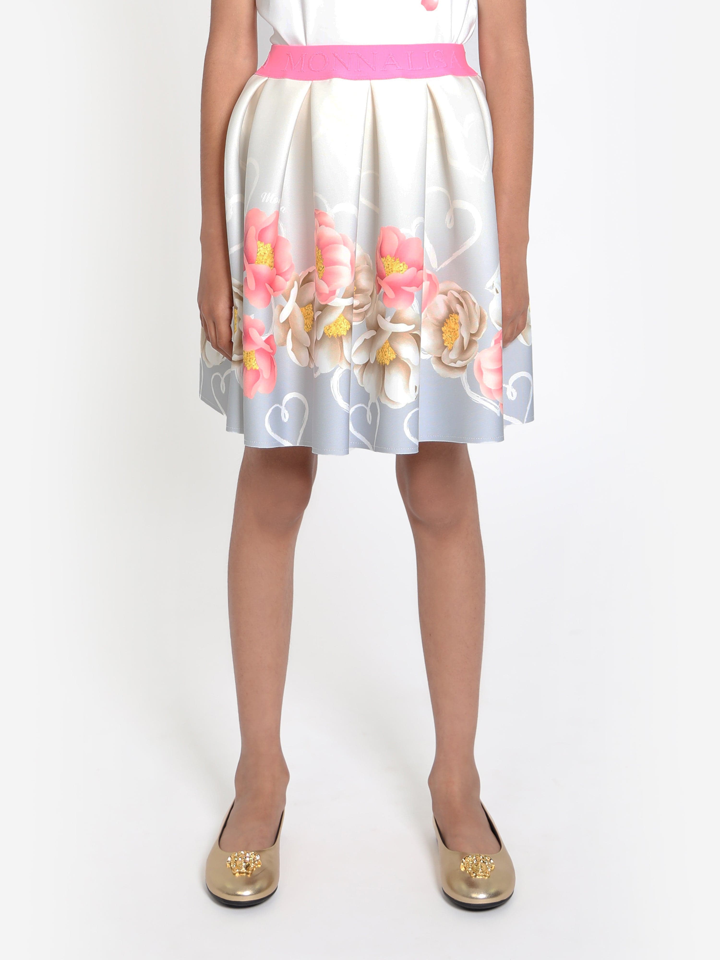 Monnalisa Girls Flower Print Skirt in Grey Clearance Store For Sale