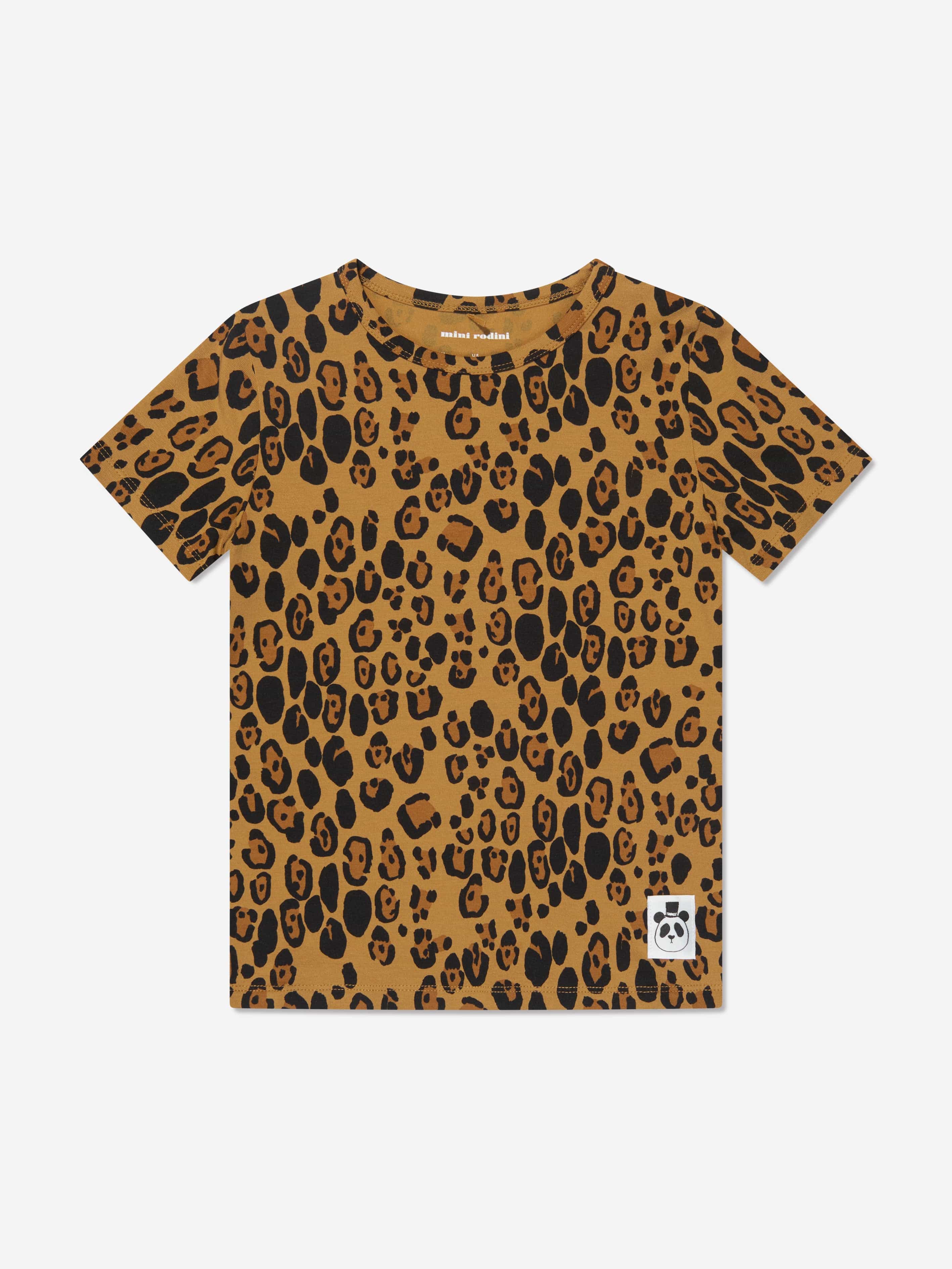 Mini Rodini Girls Basic Leopard T-Shirt in Beige Discount With Mastercard