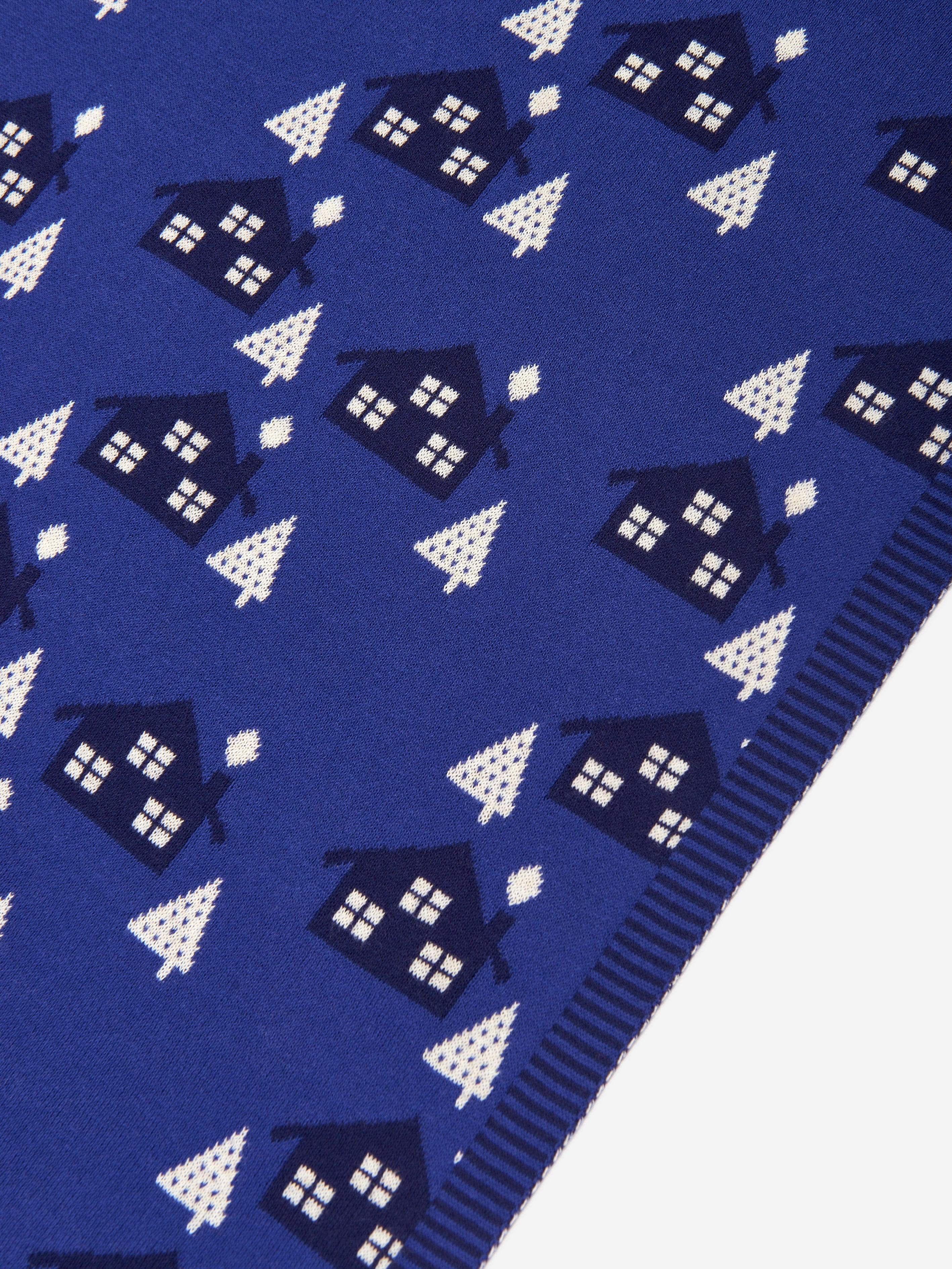 The Bonnie Mob Baby Boys Fawn Cabin Knit Shawl in Blue Buy Authentic Online