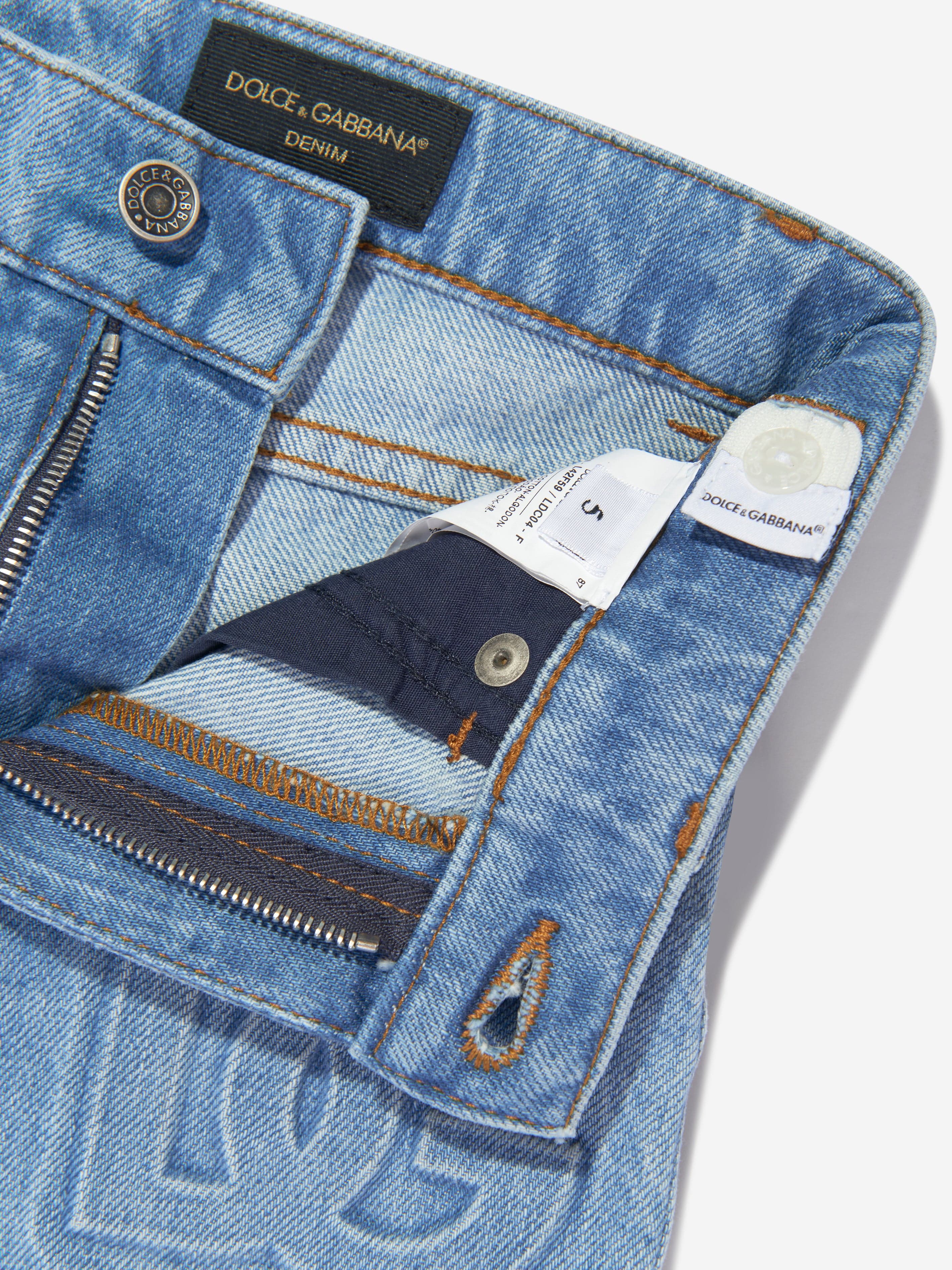 Dolce & Gabbana Boys Embossed Logo Skinny Jeans in Blue Cheap Sale 2025