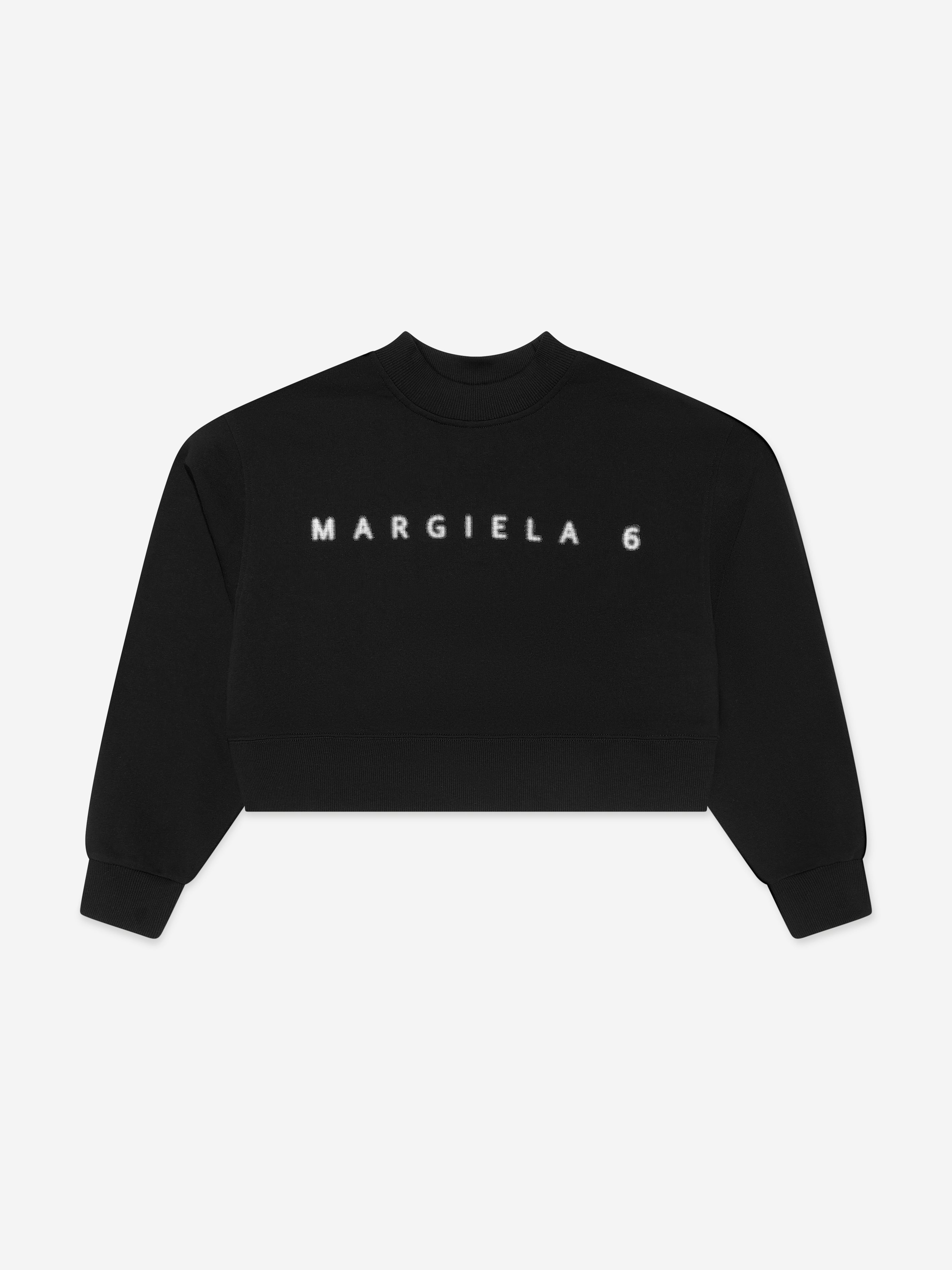 MM6 Maison Margiela Kids Cropped Logo Sweatshirt in Black Sast Online
