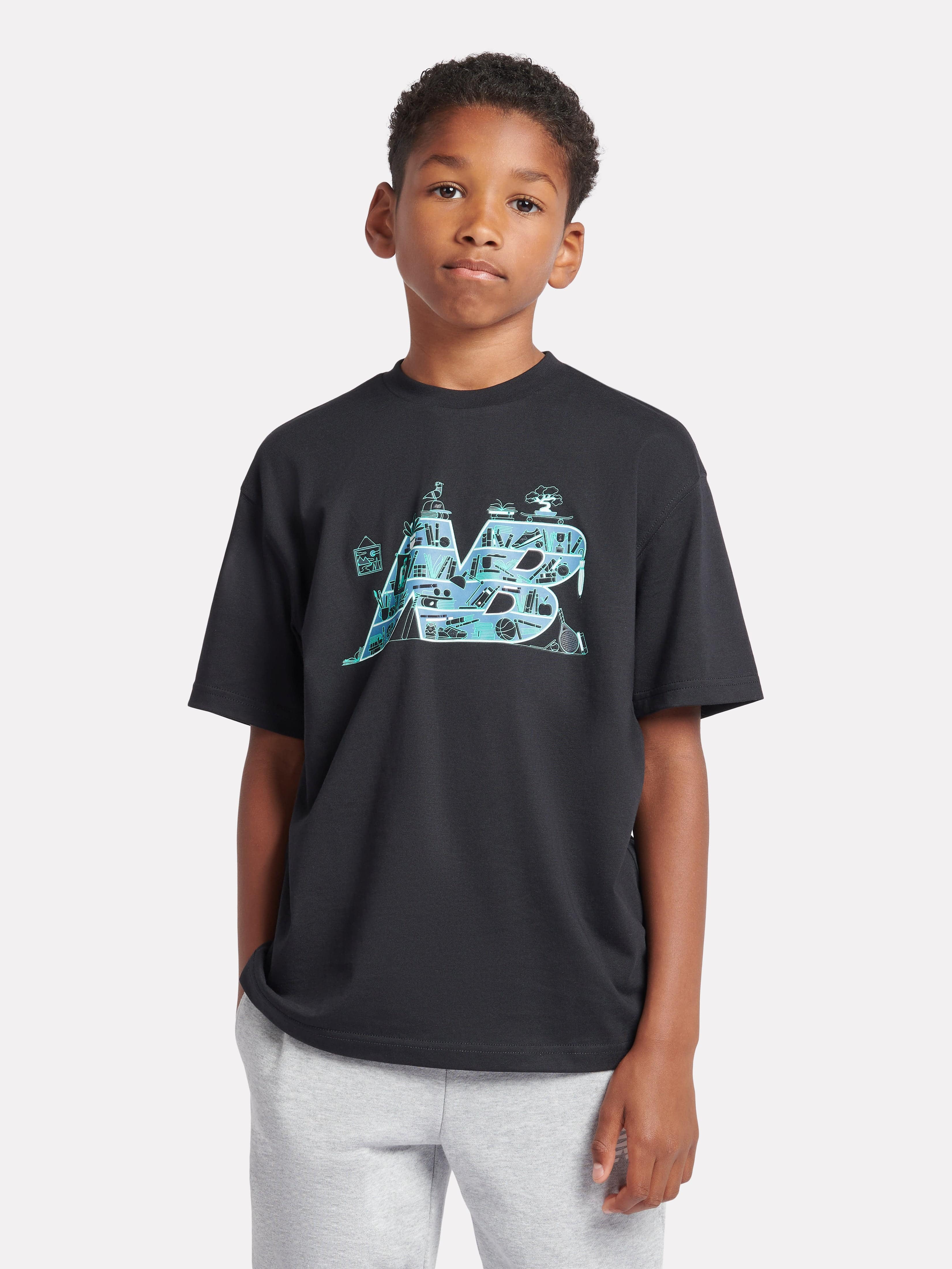 New Balance Boys Intellect Graphic T-Shirt in Black Cheap Sale New