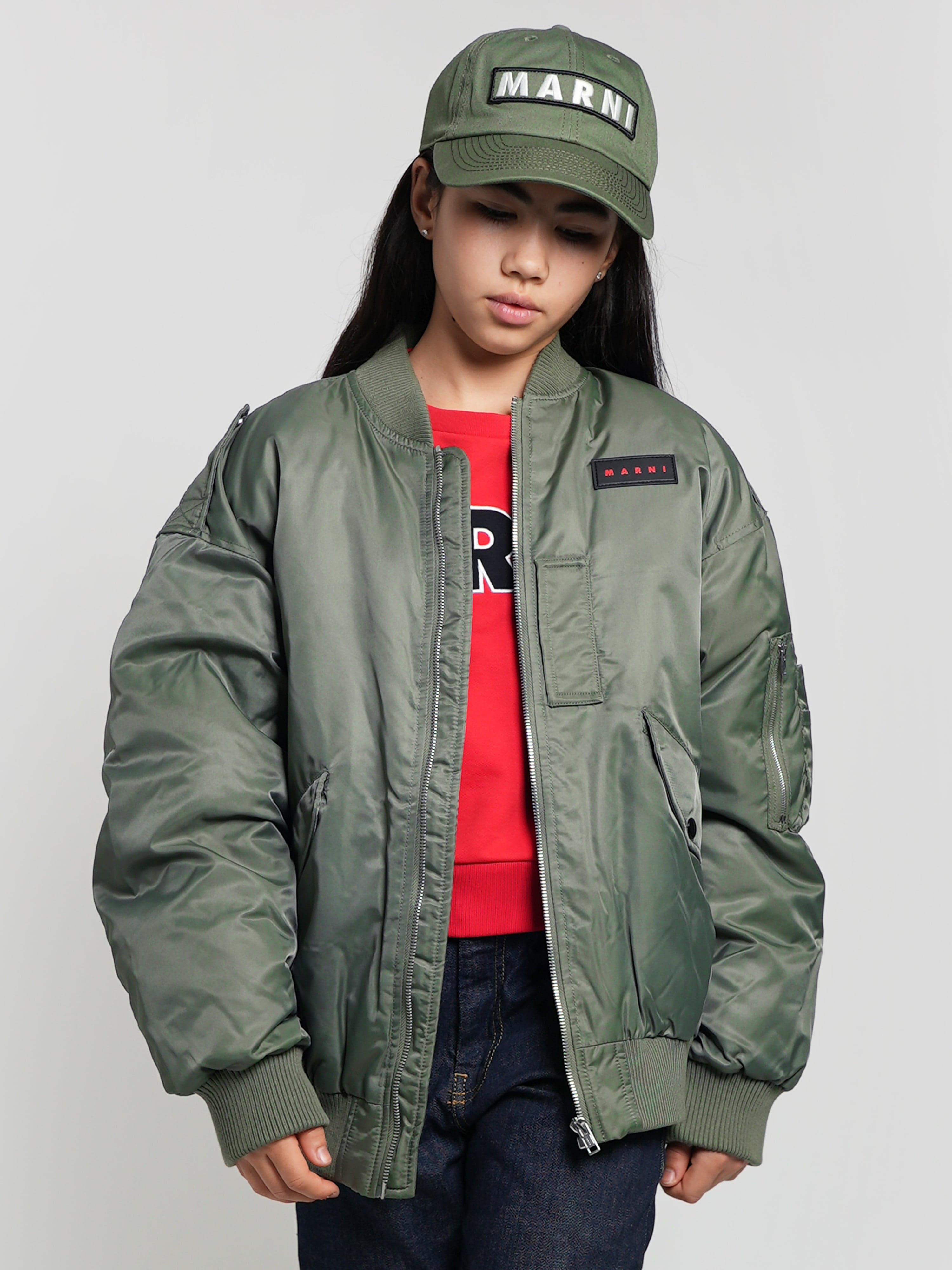 MARNI Kids Bomber Jacket in Green Outlet Online