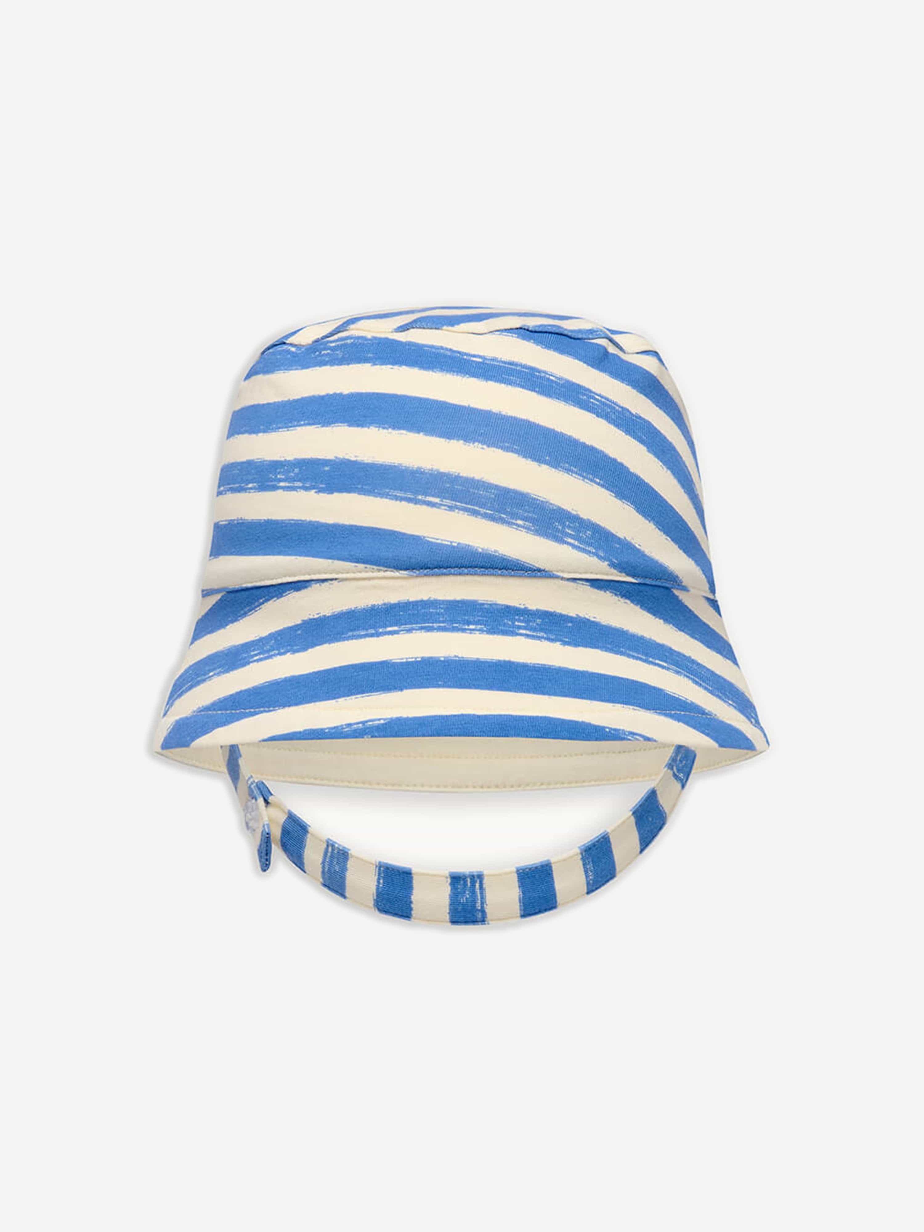 The Bonnie Mob Boys Chill Striped Sun Hat in Blue Cheap Comfortable