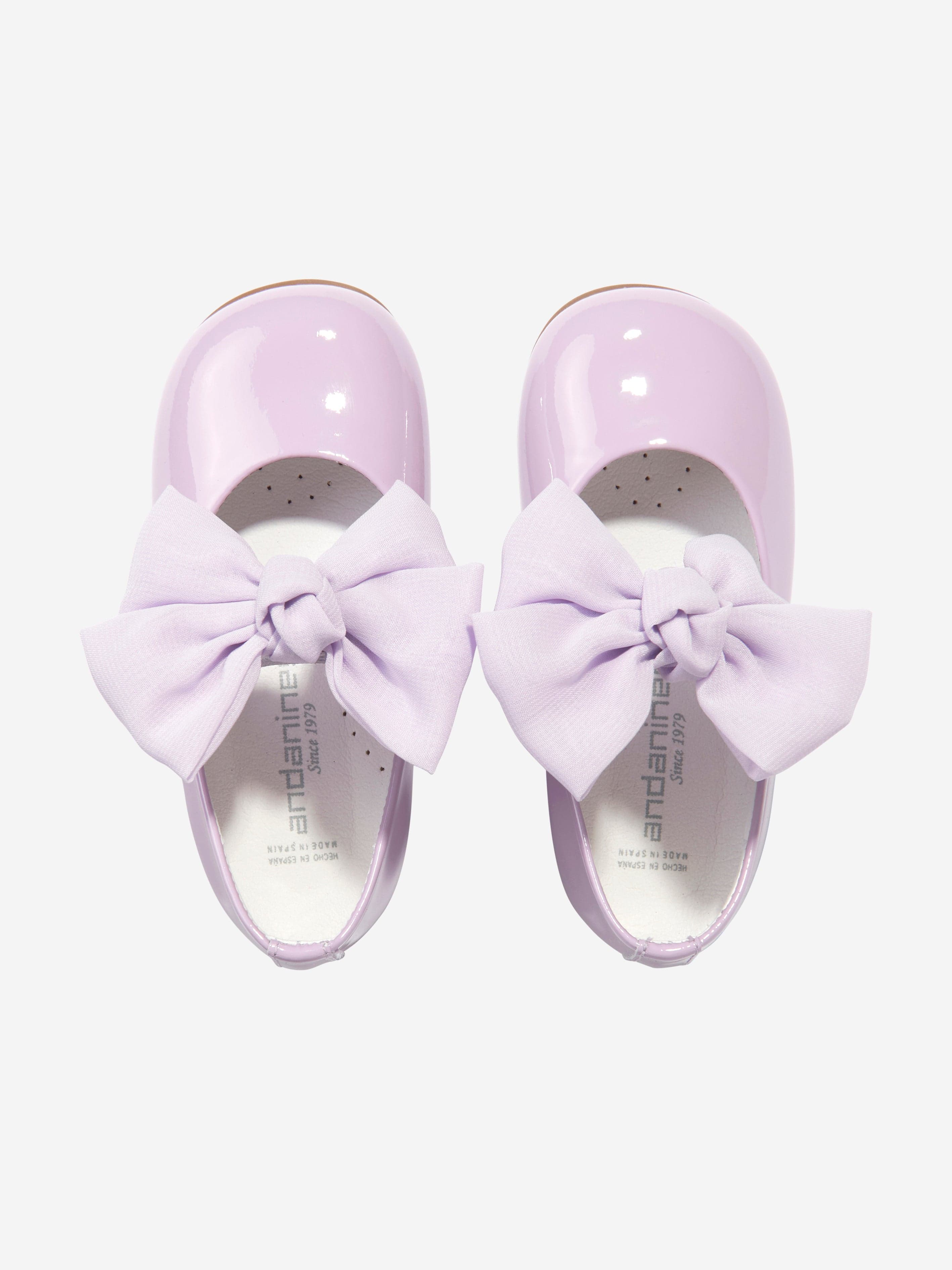 Andanines Girls Leather Bow Shoes in Purple Cheap Sale Huge Surprise