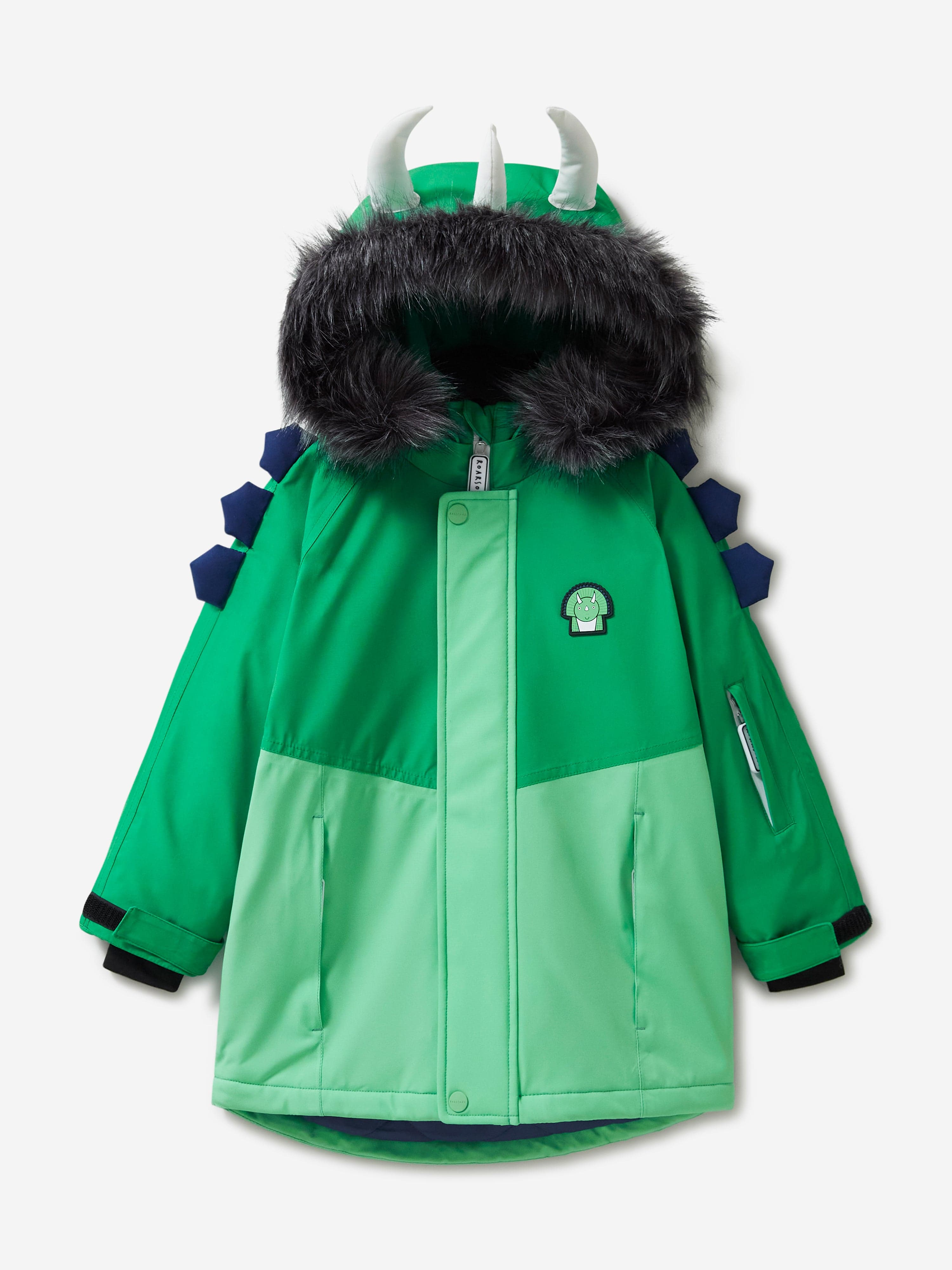 Roarsome Boys Spike The Dinosaur Parka Ski Jacket in Green Under 70 Dollars