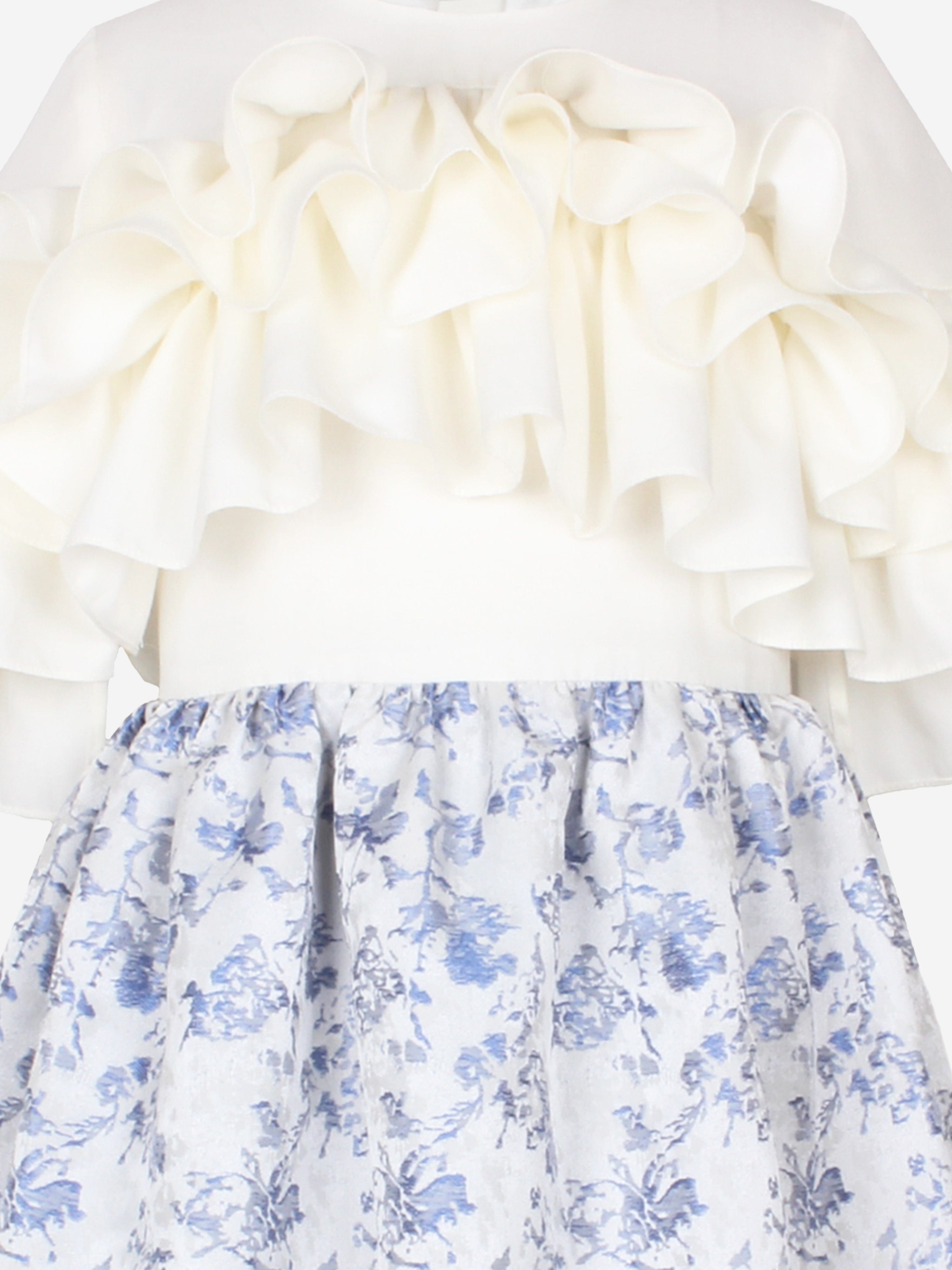 Girls Floral Jacquard Flutterby Ruffle Dress In Blue Footlocker Finishline For Sale