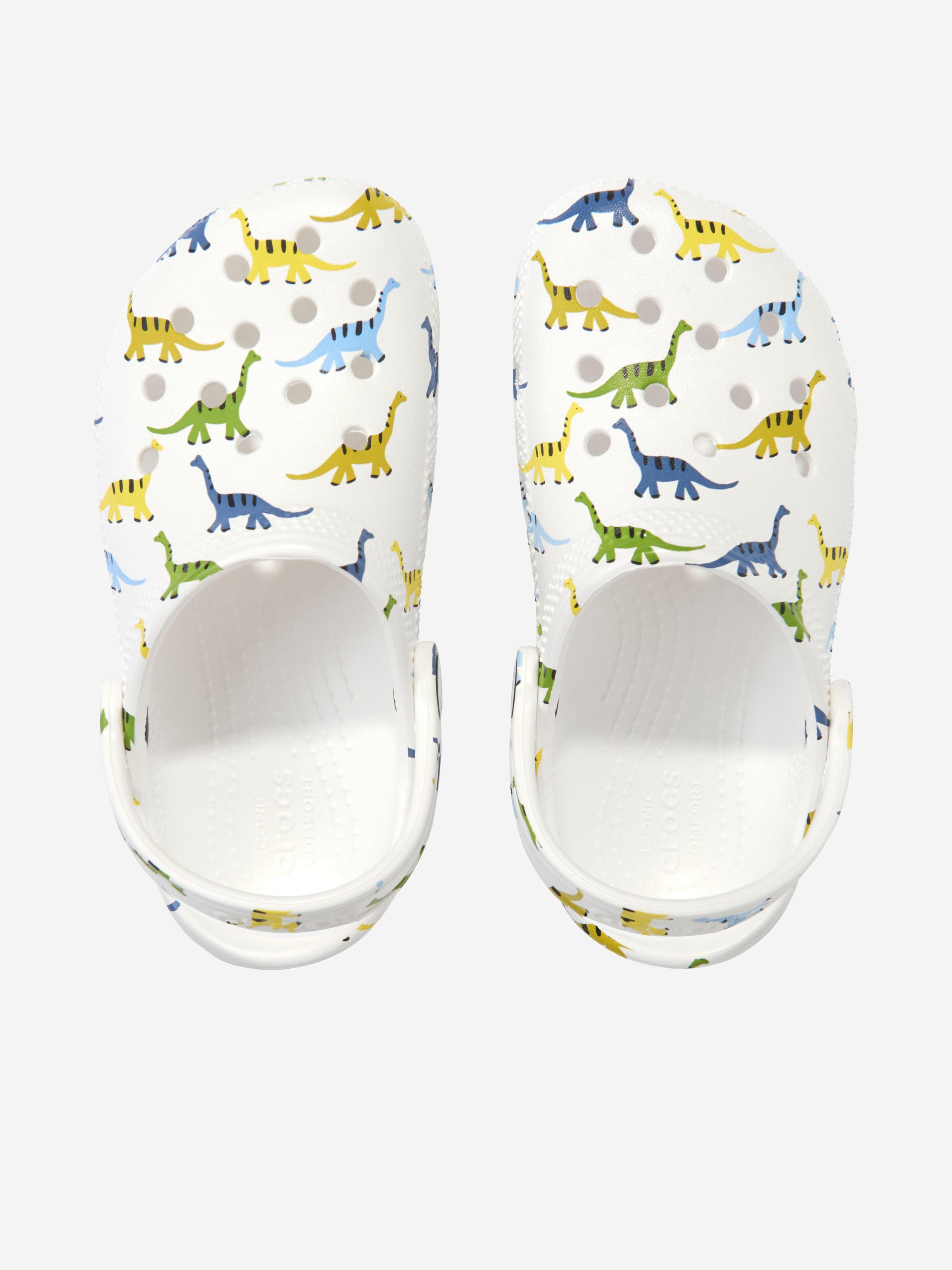 Crocs Boys Classic Character Dino Print Clog in White Sale Sast