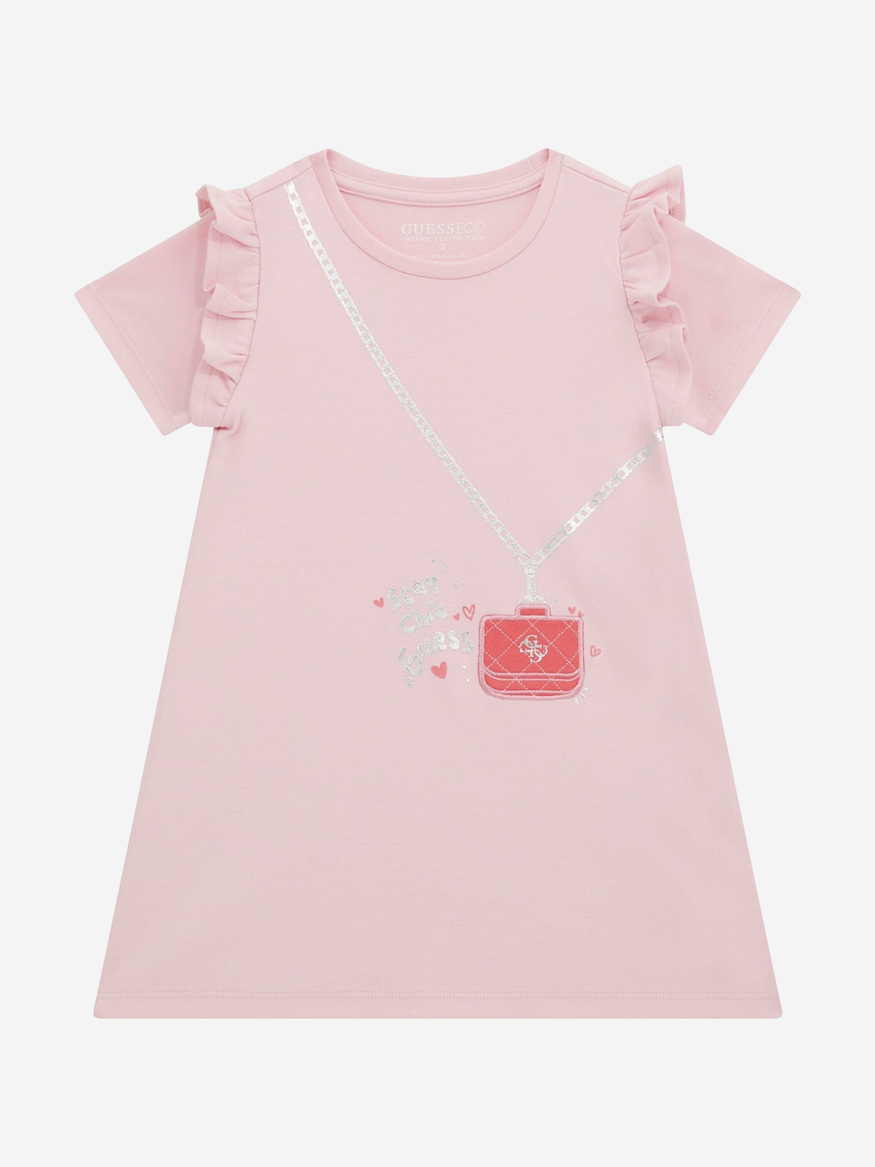 Girls Bag Print Dress in Pink Discount Pay With Paypal