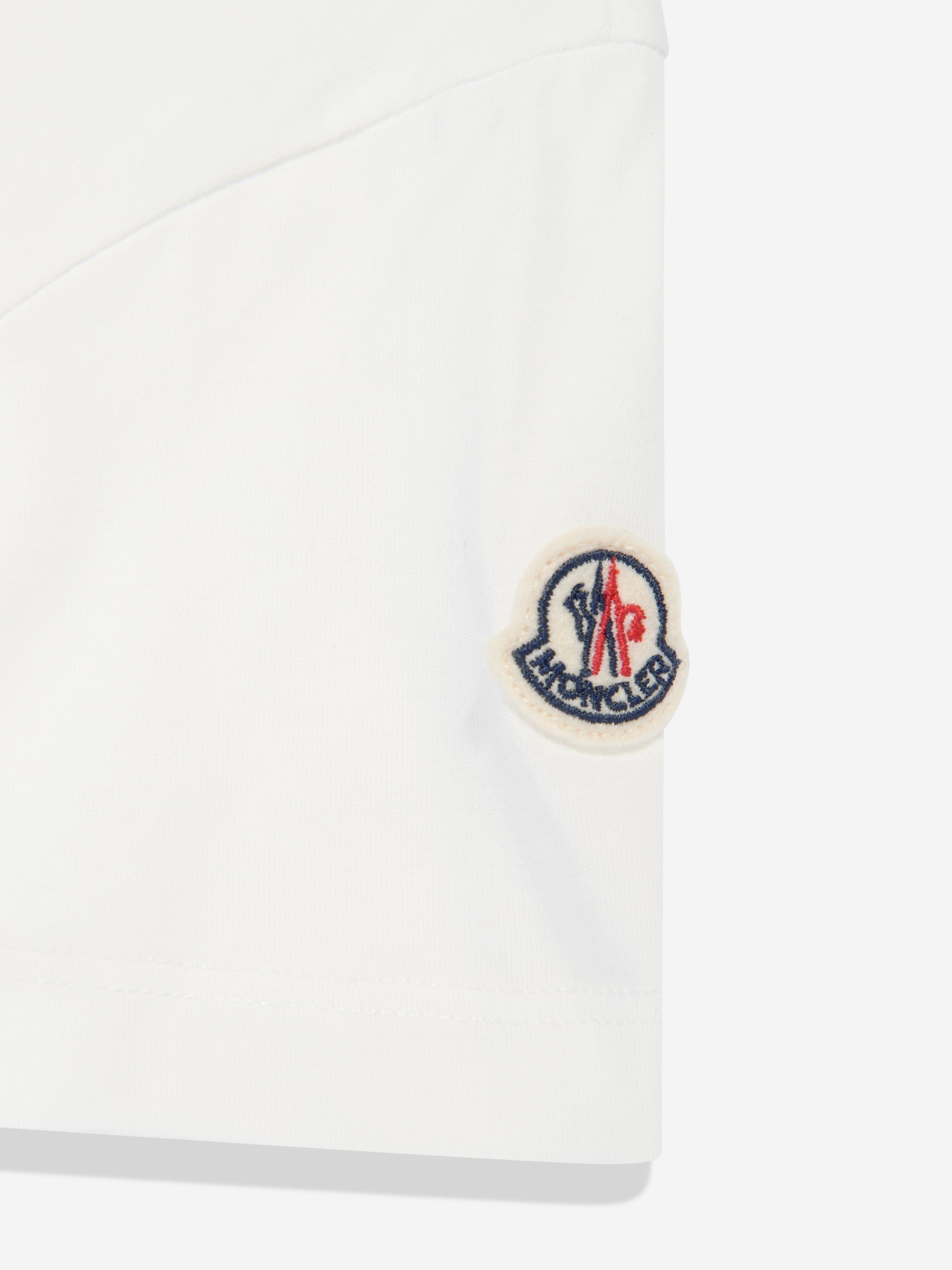 Moncler Enfant Boys Palm Tree Logo T-Shirt in White Cheap With Credit Card