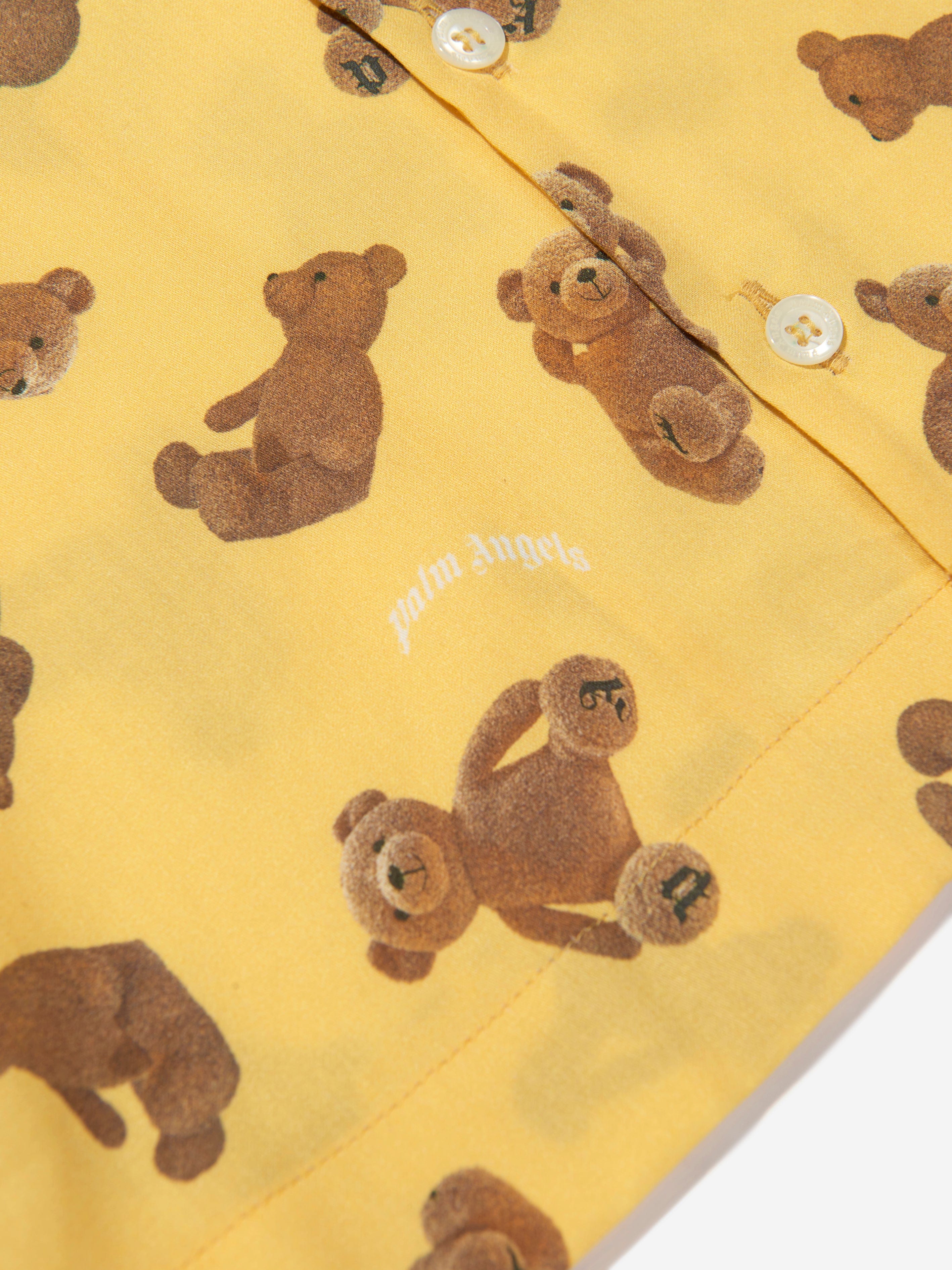 Palm Angels Boys AOP PA Bears Bowling Shirt in Yellow Great Deals Cheap Pice