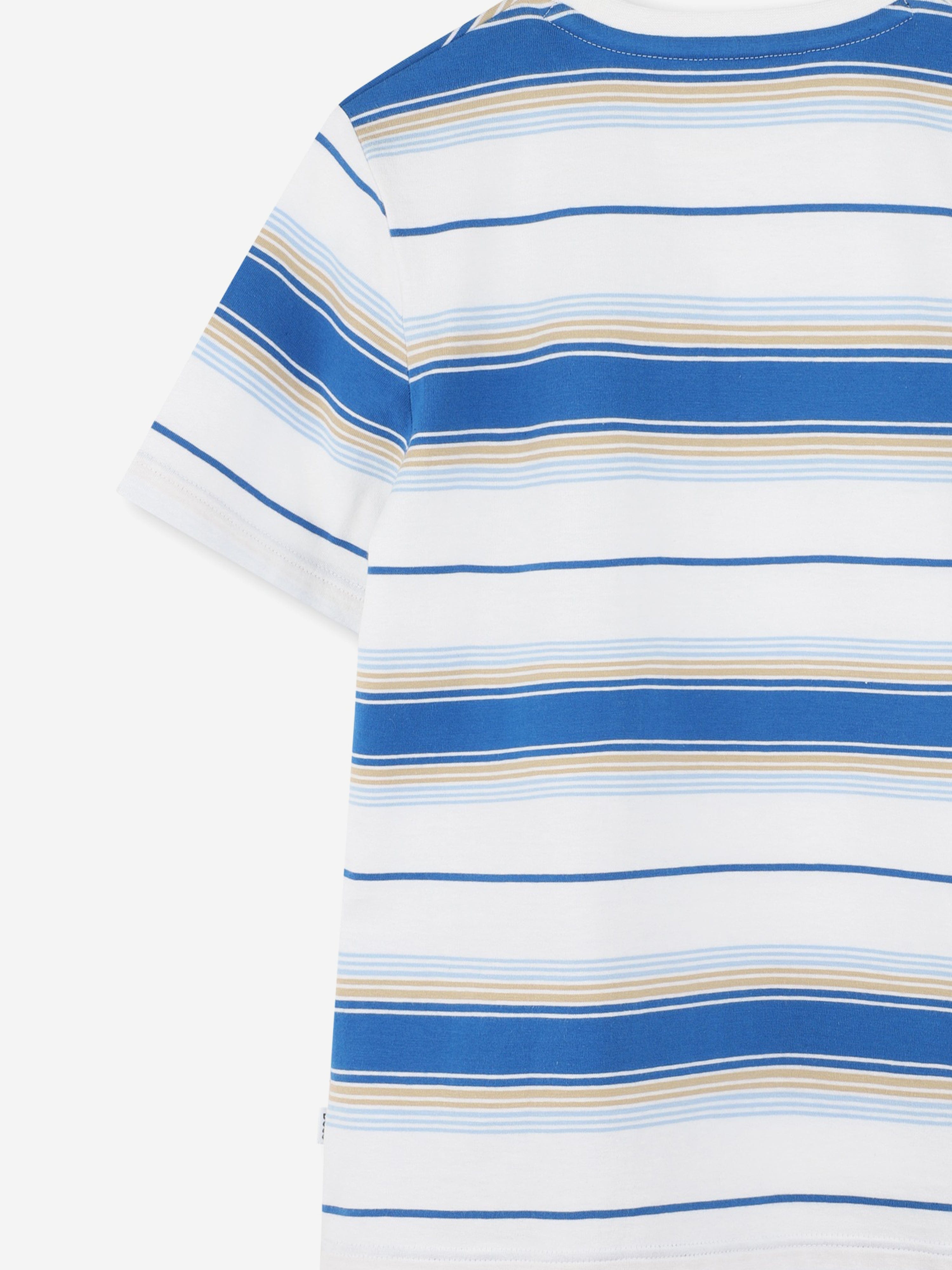 BOSS Boys Striped Logo T-Shirt in Blue Sale Low Pice