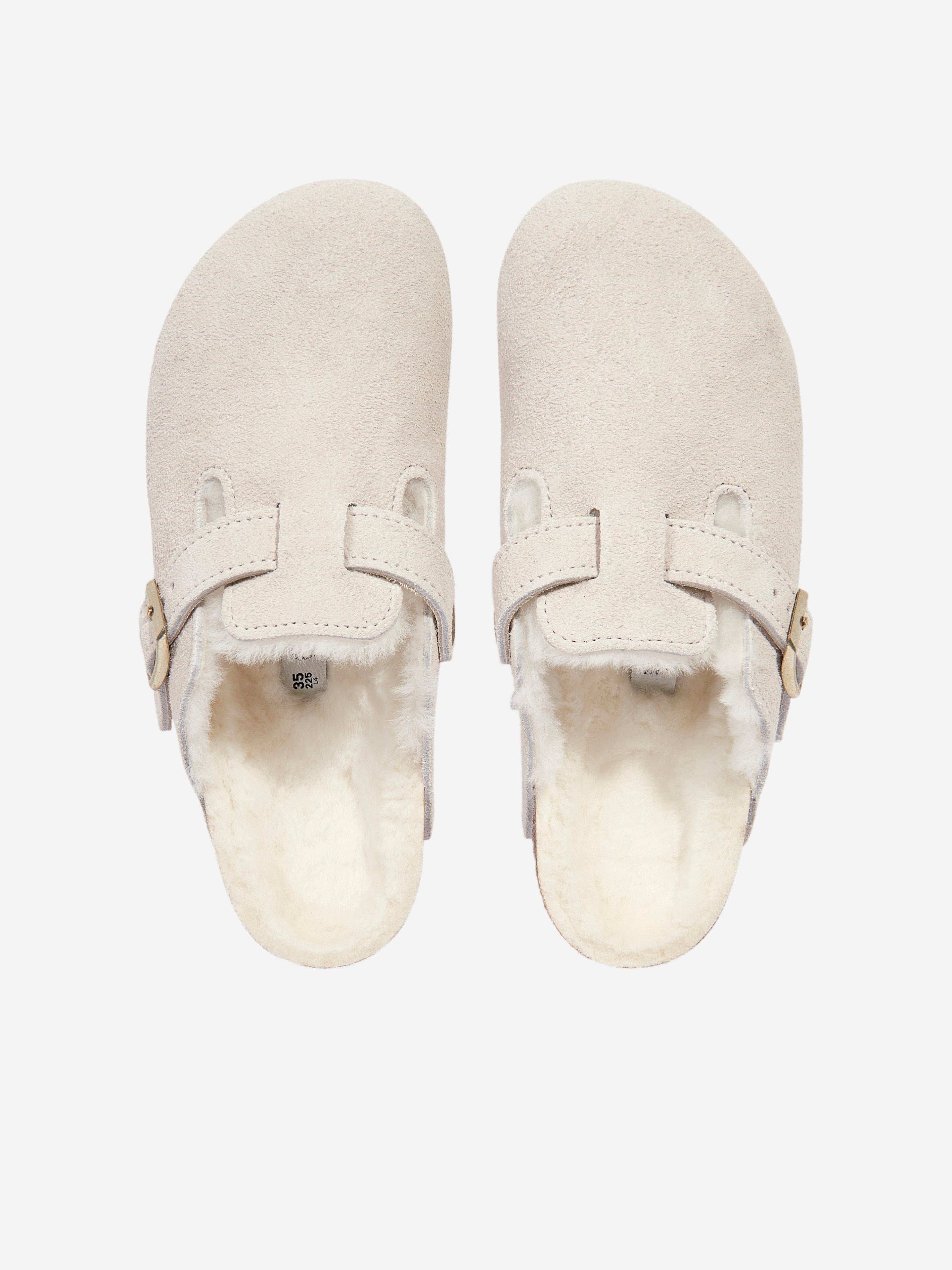 BIRKENSTOCK Boys Boston Shearling Suede Clogs in White Outlet New Styles