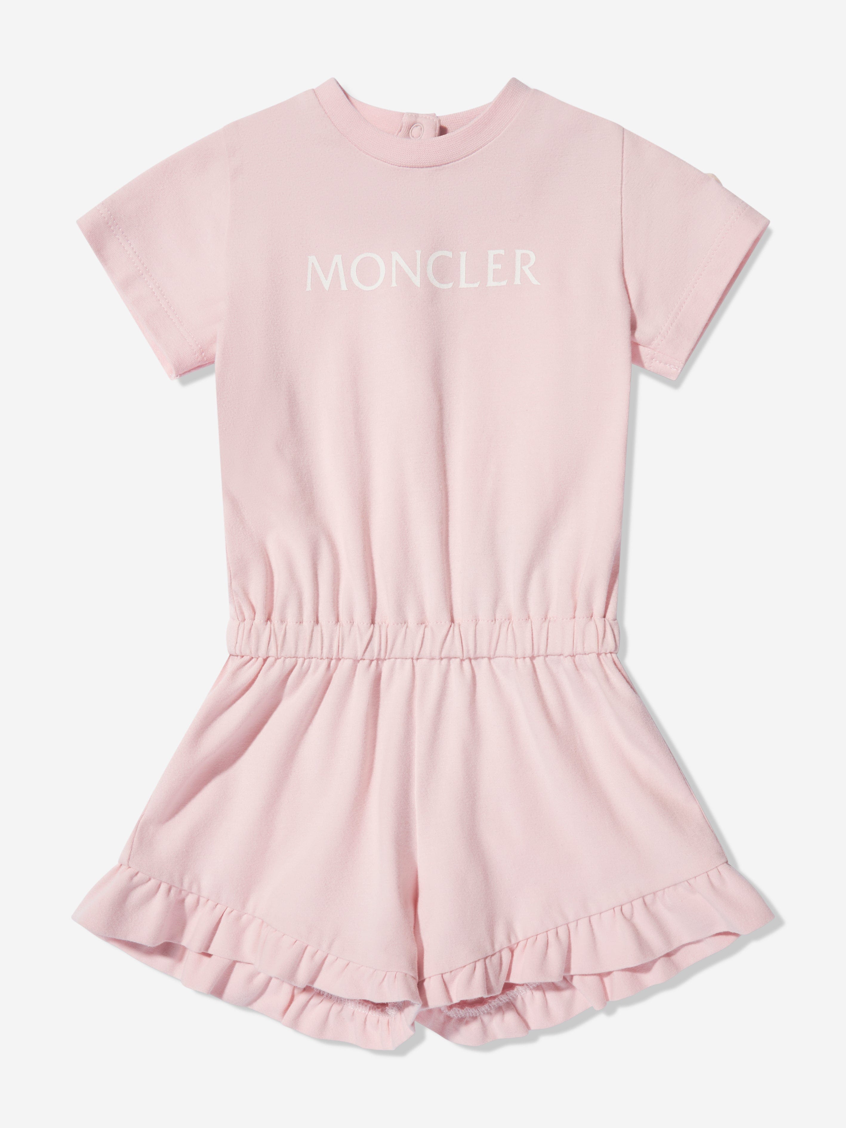 Moncler Enfant Baby Girls Logo Playsuit in Pink Fast Delivery Cheap Online
