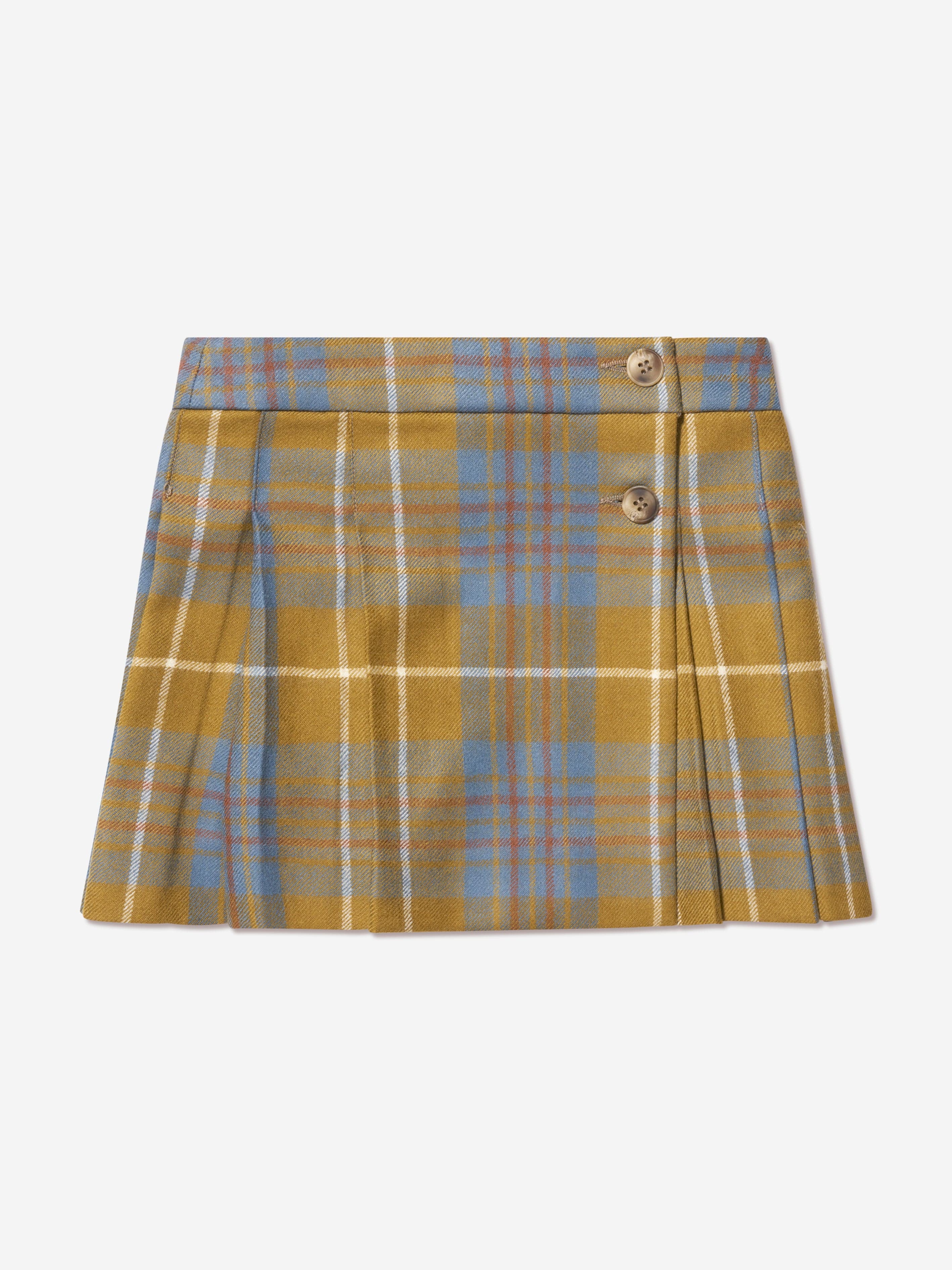 Bonpoint Girls Talissa Wool Tartan Skirt in Blue Manchester Cheap Pice