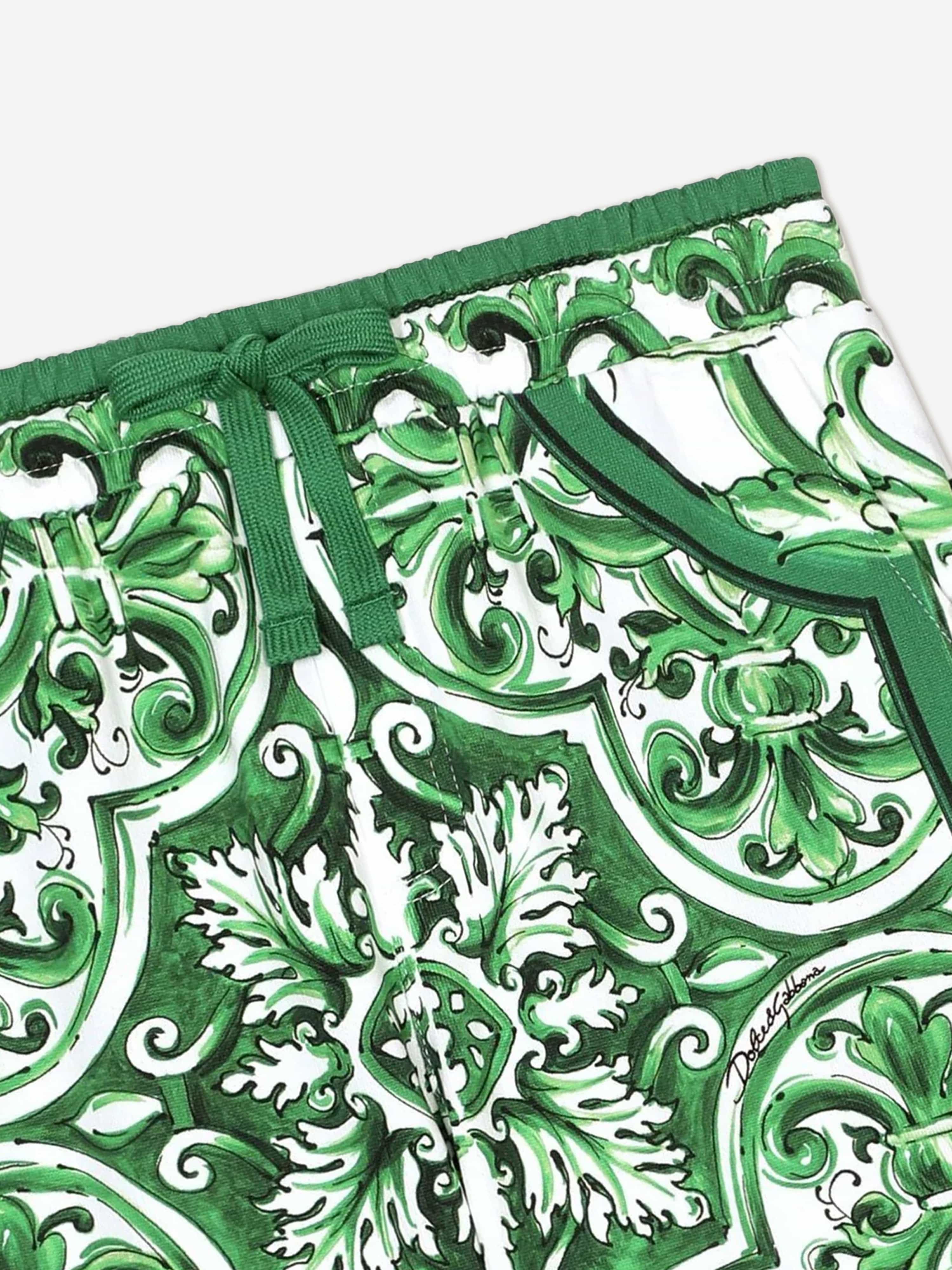 Dolce & Gabbana Boys Maiolica Bermuda Shorts in Green Cheap