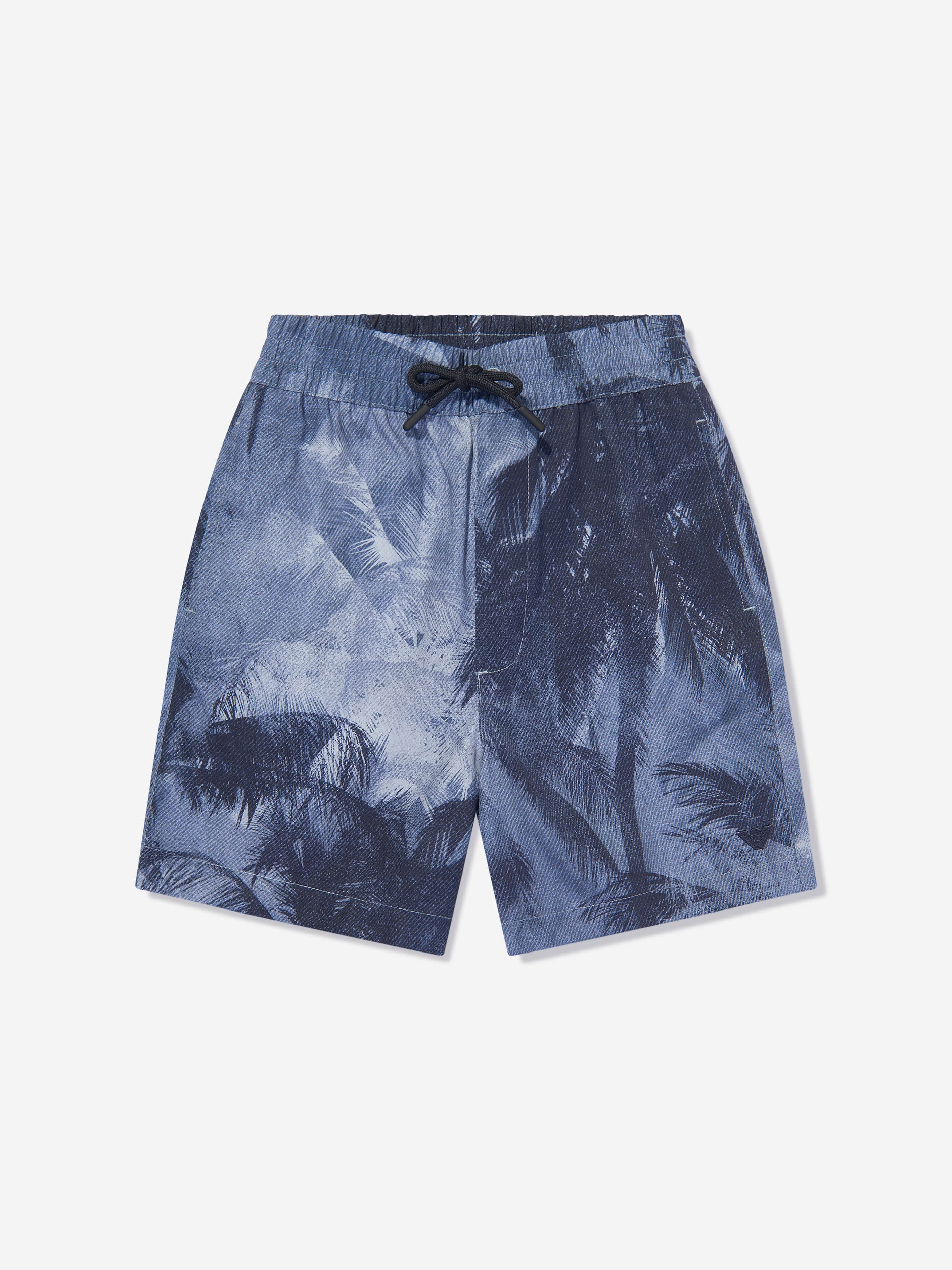 Emporio Armani Boys Palm Leaf Shorts in Blue Clearance Wiki