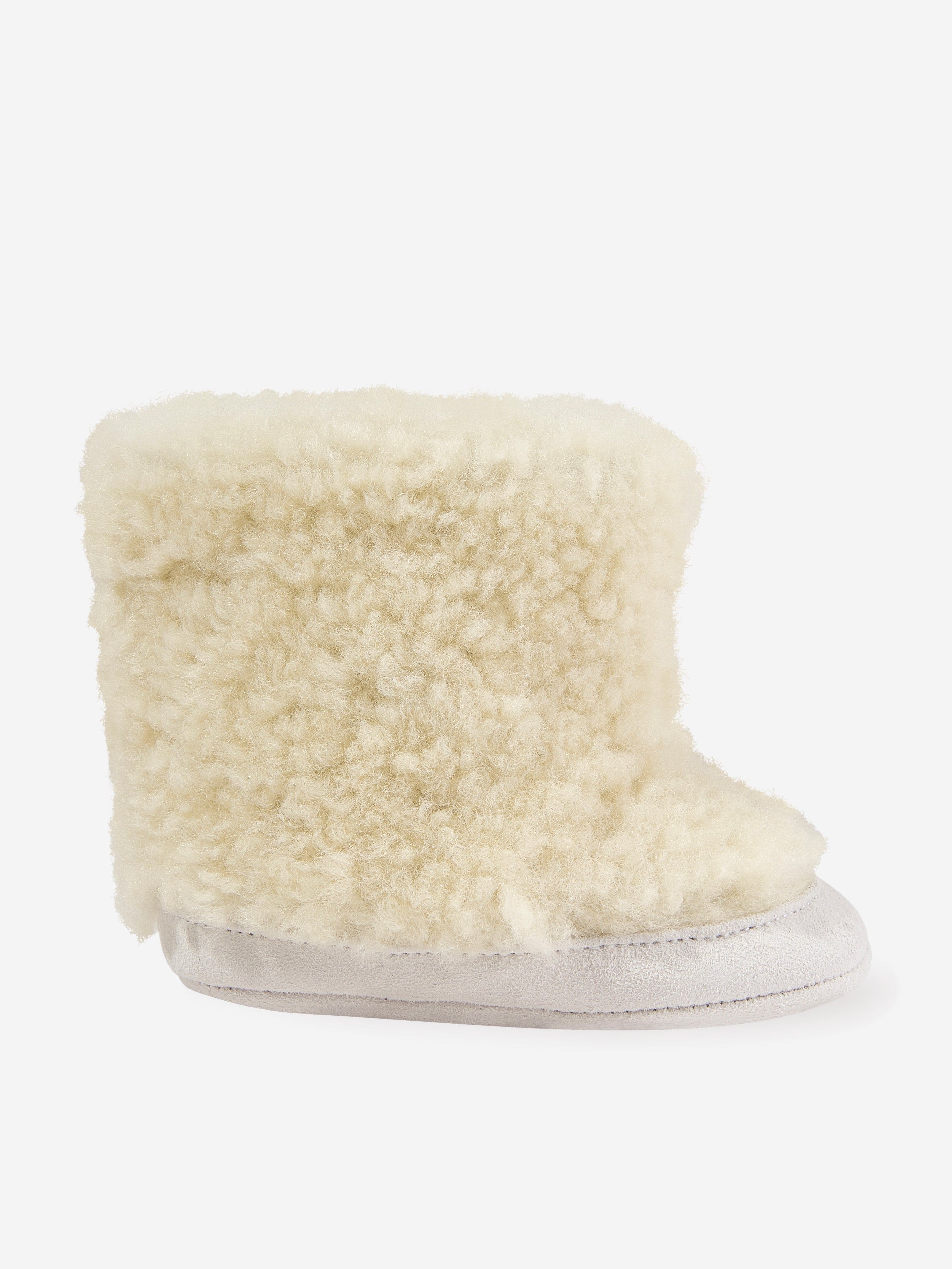 Versace Baby Sherling And Suede Boots in Ivory Clearance Low Shipping