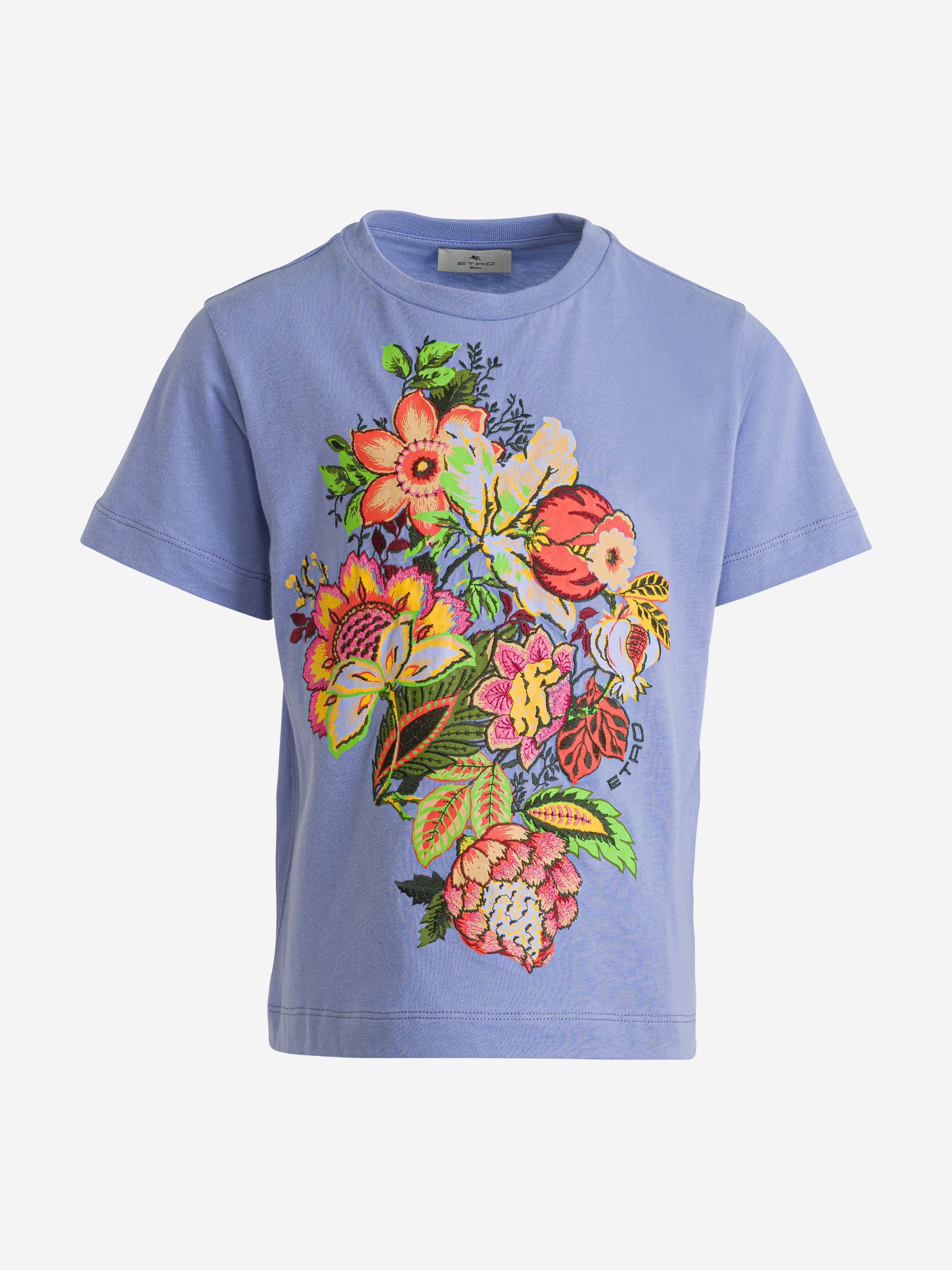 Etro Girls Floral Print T-Shirt in Blue Cheap Sale Exclusive