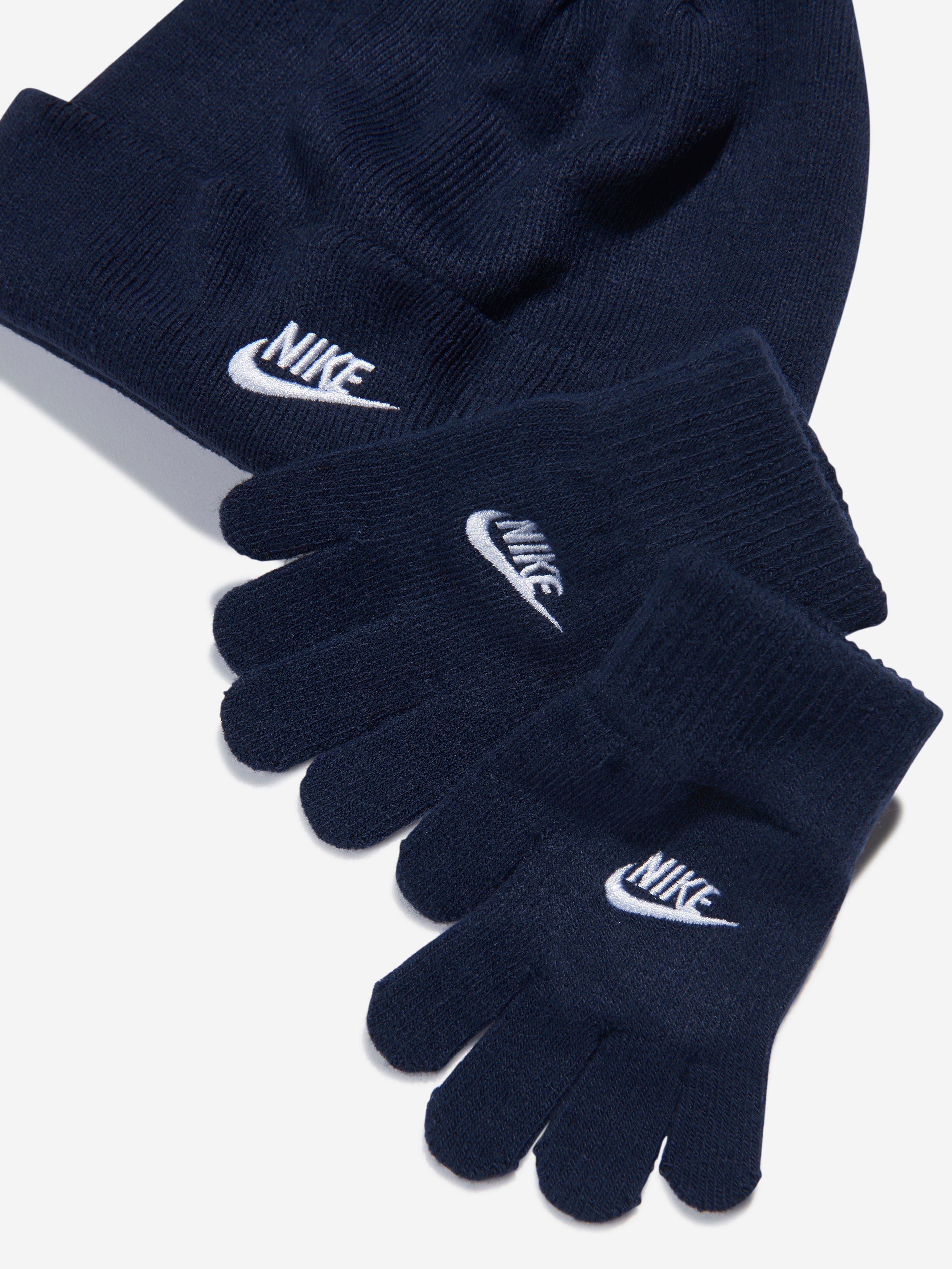 Nike Boys Futura Beanie Hat And Gloves Set in Navy Free Shipping In China