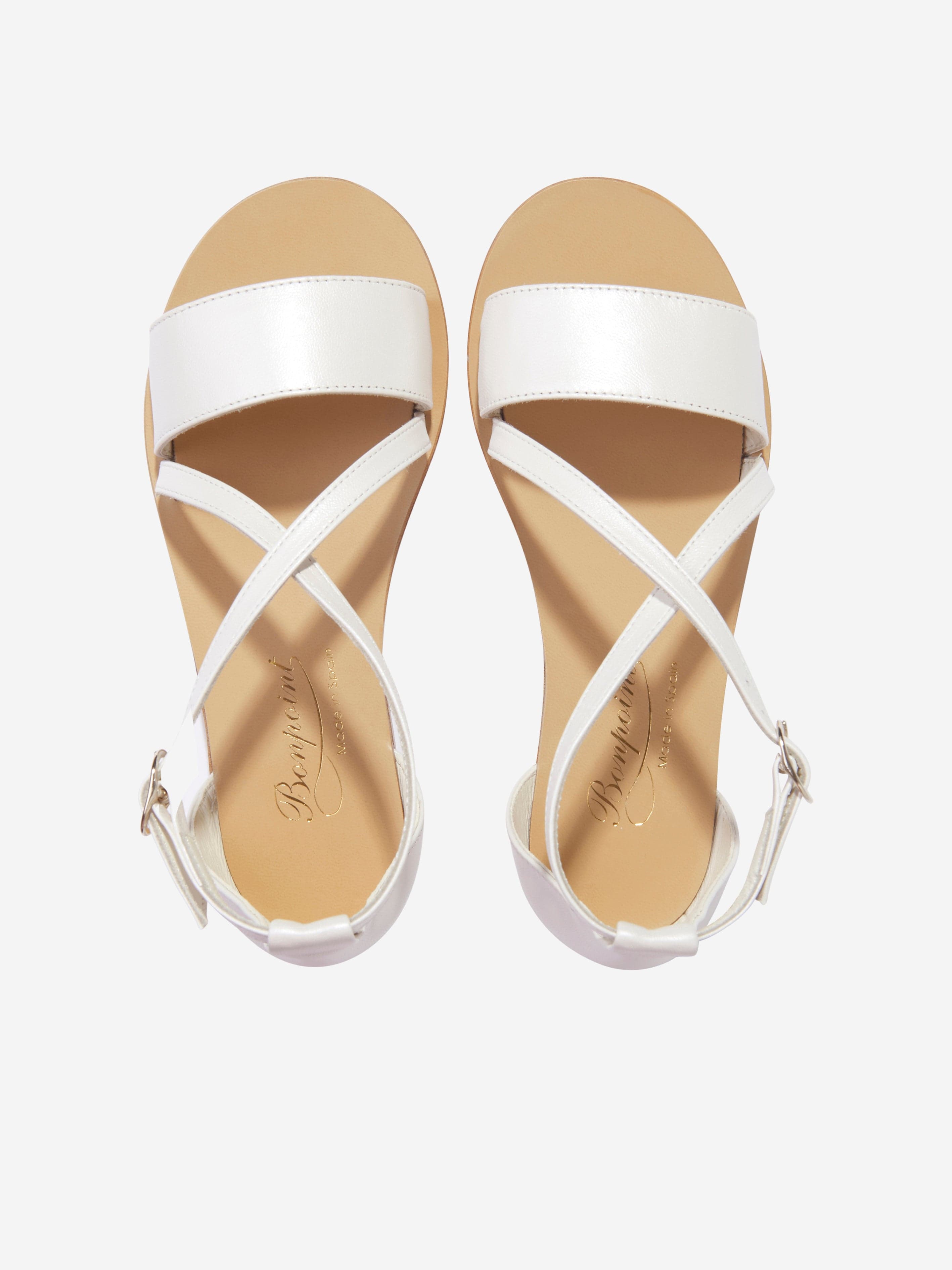 Bonpoint Girls Fia Leather Sandals in White Cheap Sale 100% Authentic