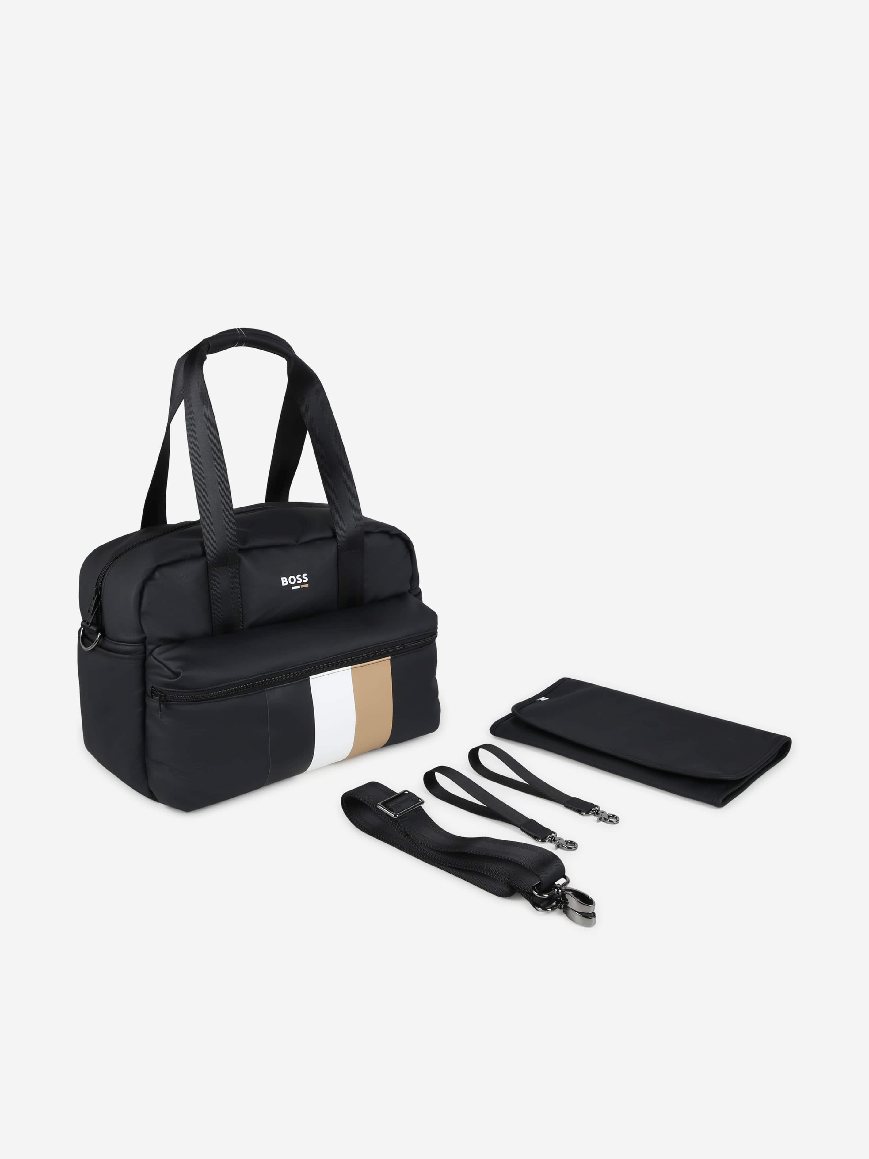 BOSS Baby Striped Logo Changing Bag in Black (39cm) On Hot Sale