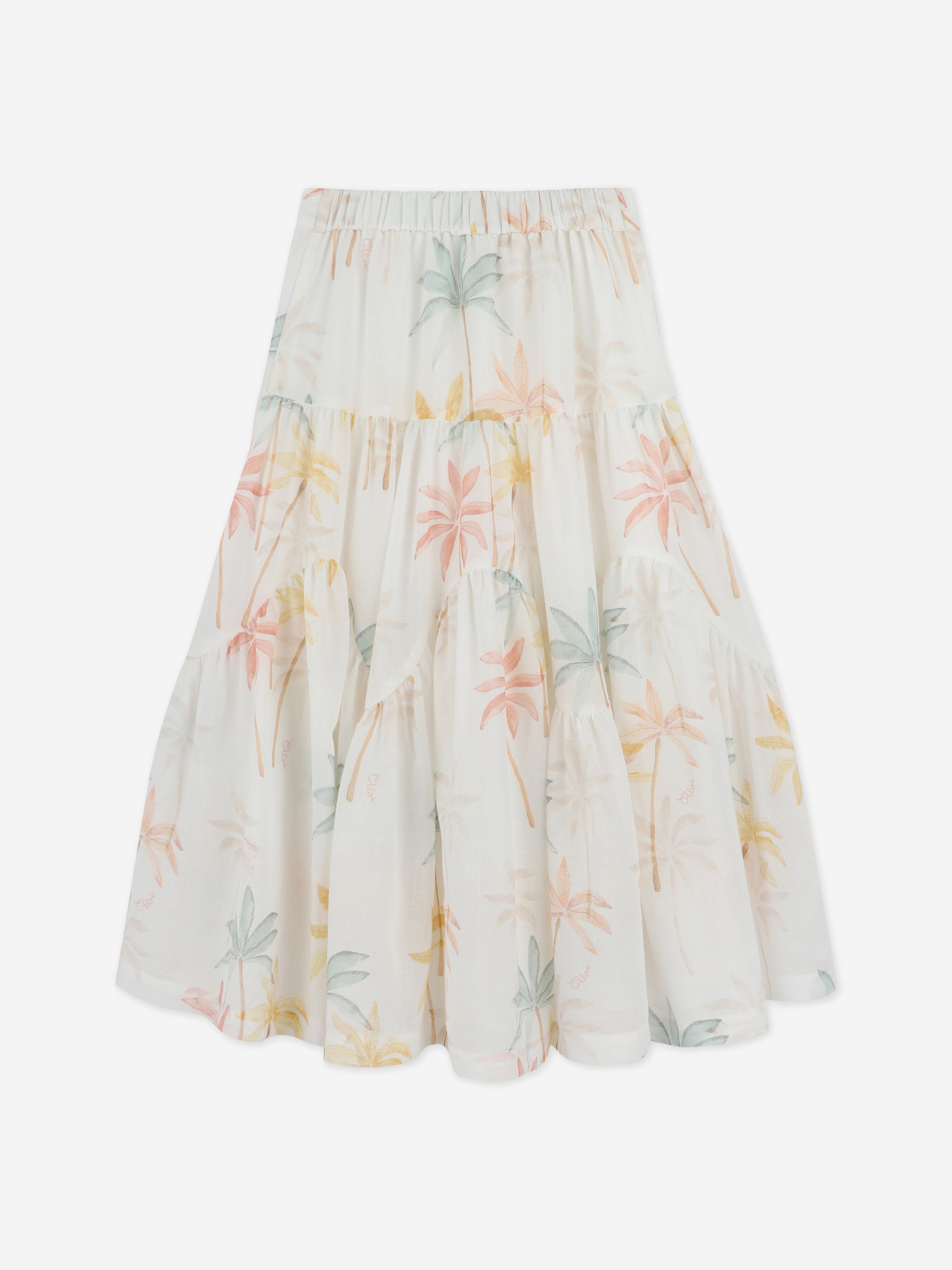 Chlo¨¦ Girls Palm Grove Long Skirt in Multicolour Pay With Visa
