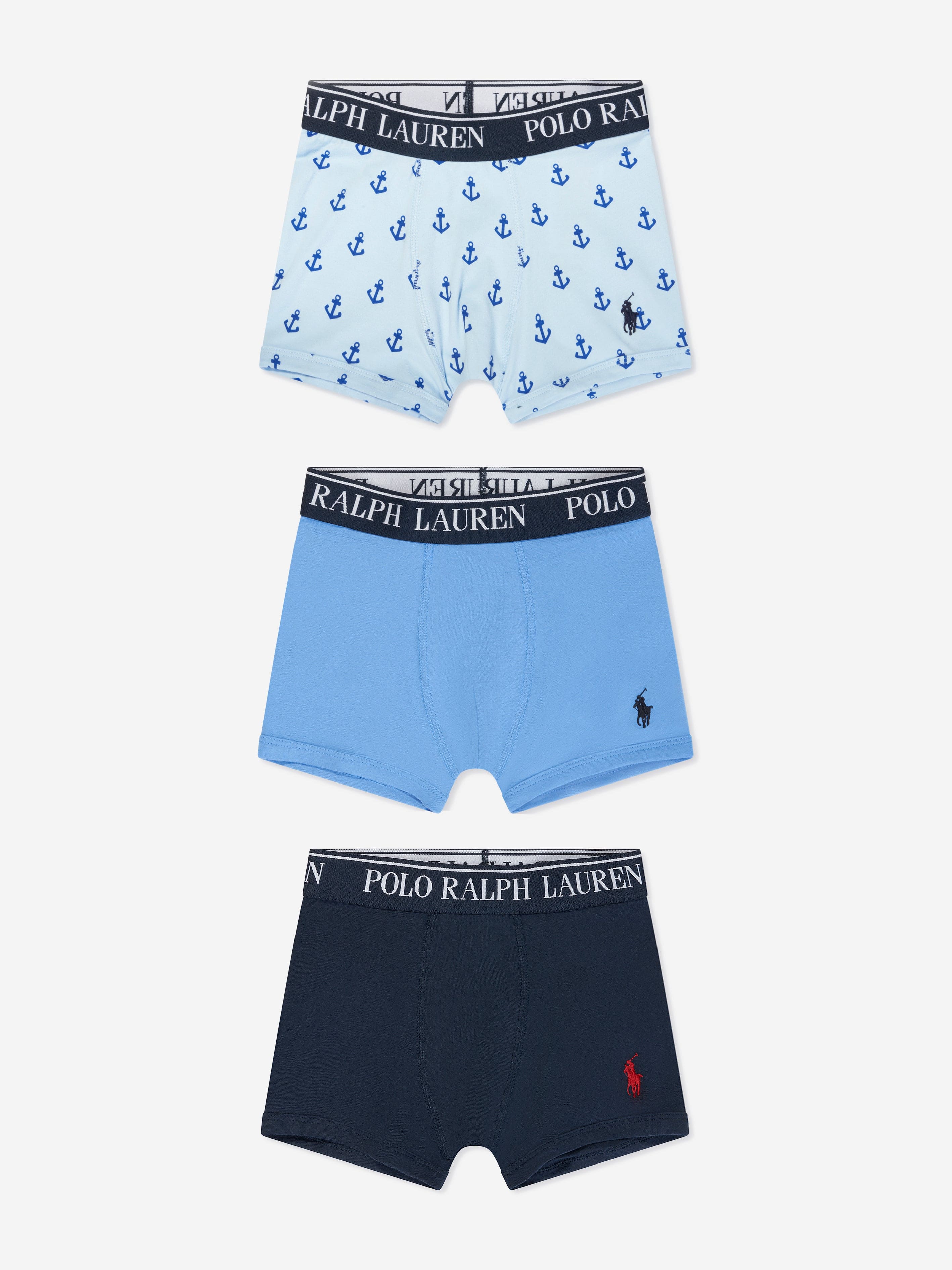 Ralph Lauren Boys 3 Pack Boxer Shorts Set in Blue Clearance Clearance