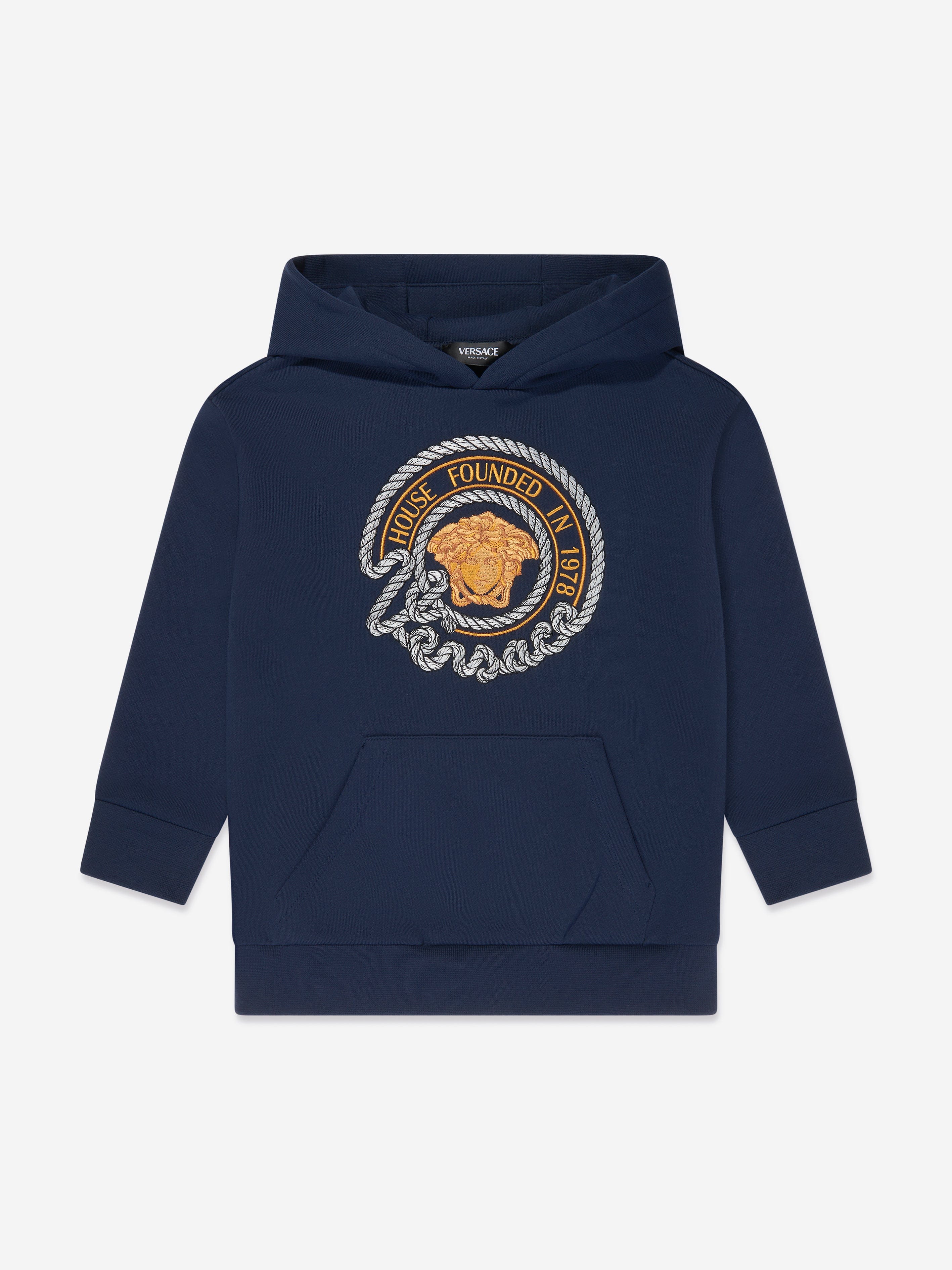 Versace Boys Nautical Medusa Hoodie in Navy Buy Cheap Pay With Paypal