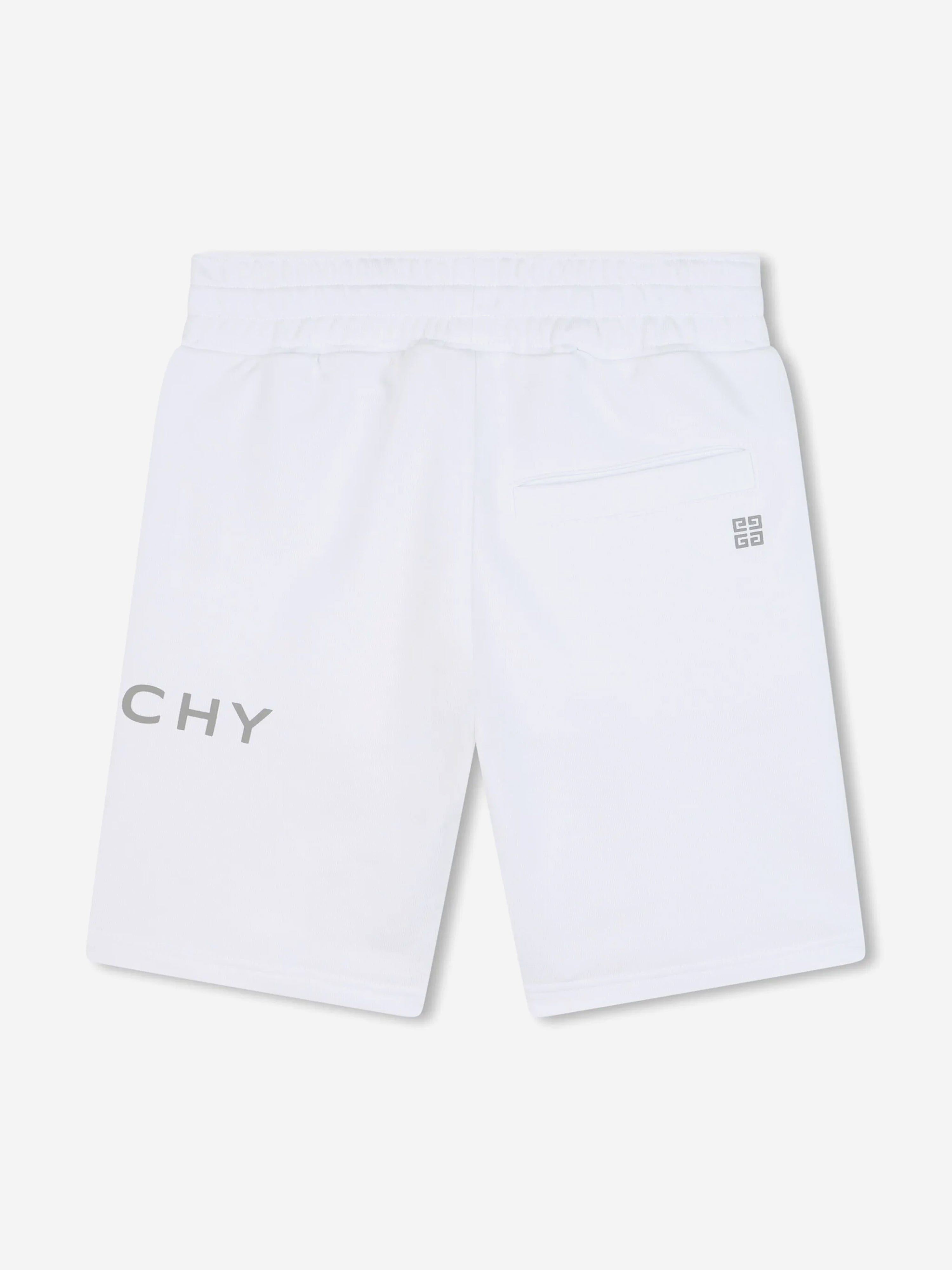 Boys Logo Print Shorts in White Clearance Supply