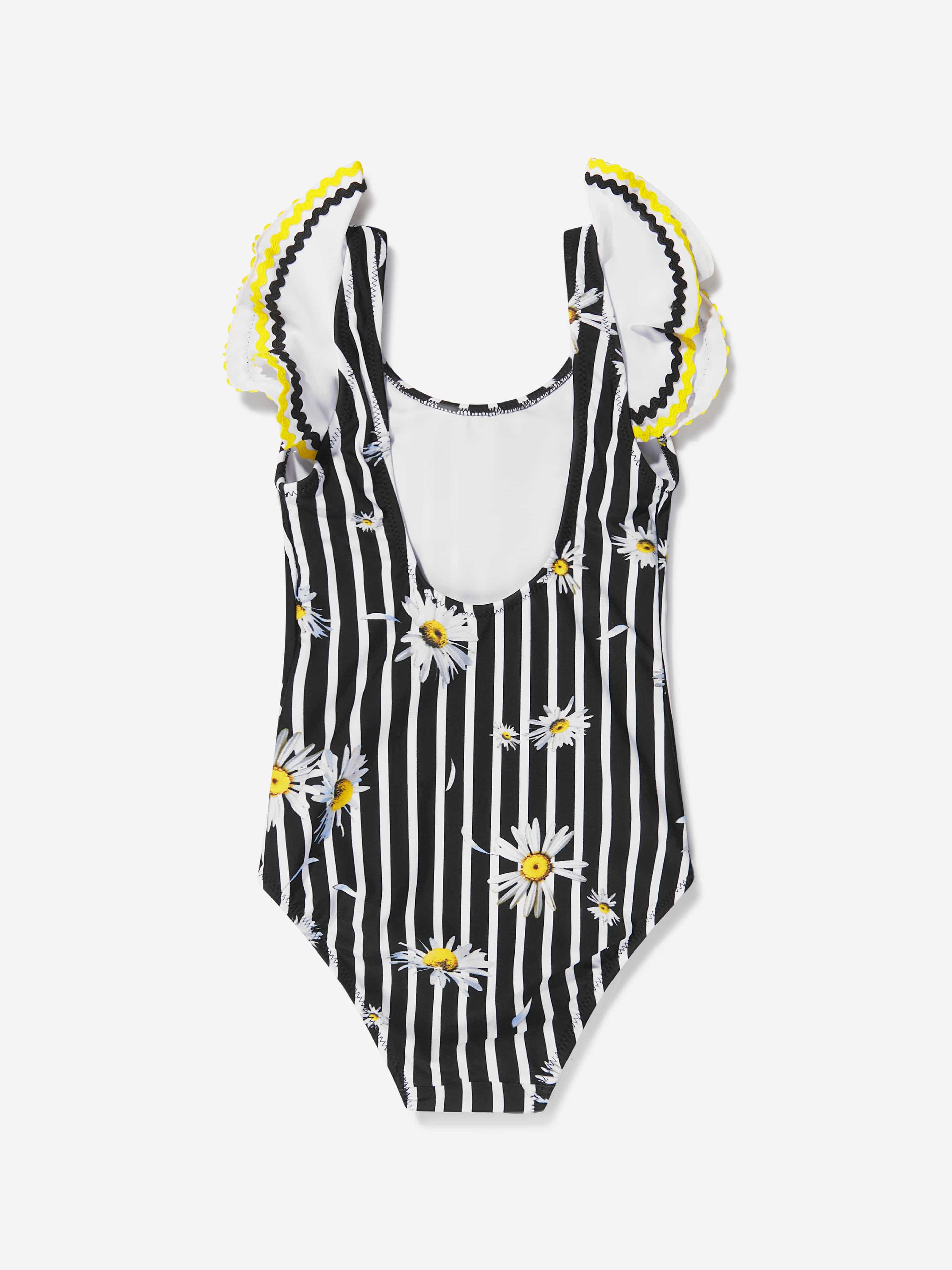 Nessi Byrd Girls Striped Daisy Print Ornella Swimsuit (UV50 Sun Protection) Amazing Pice