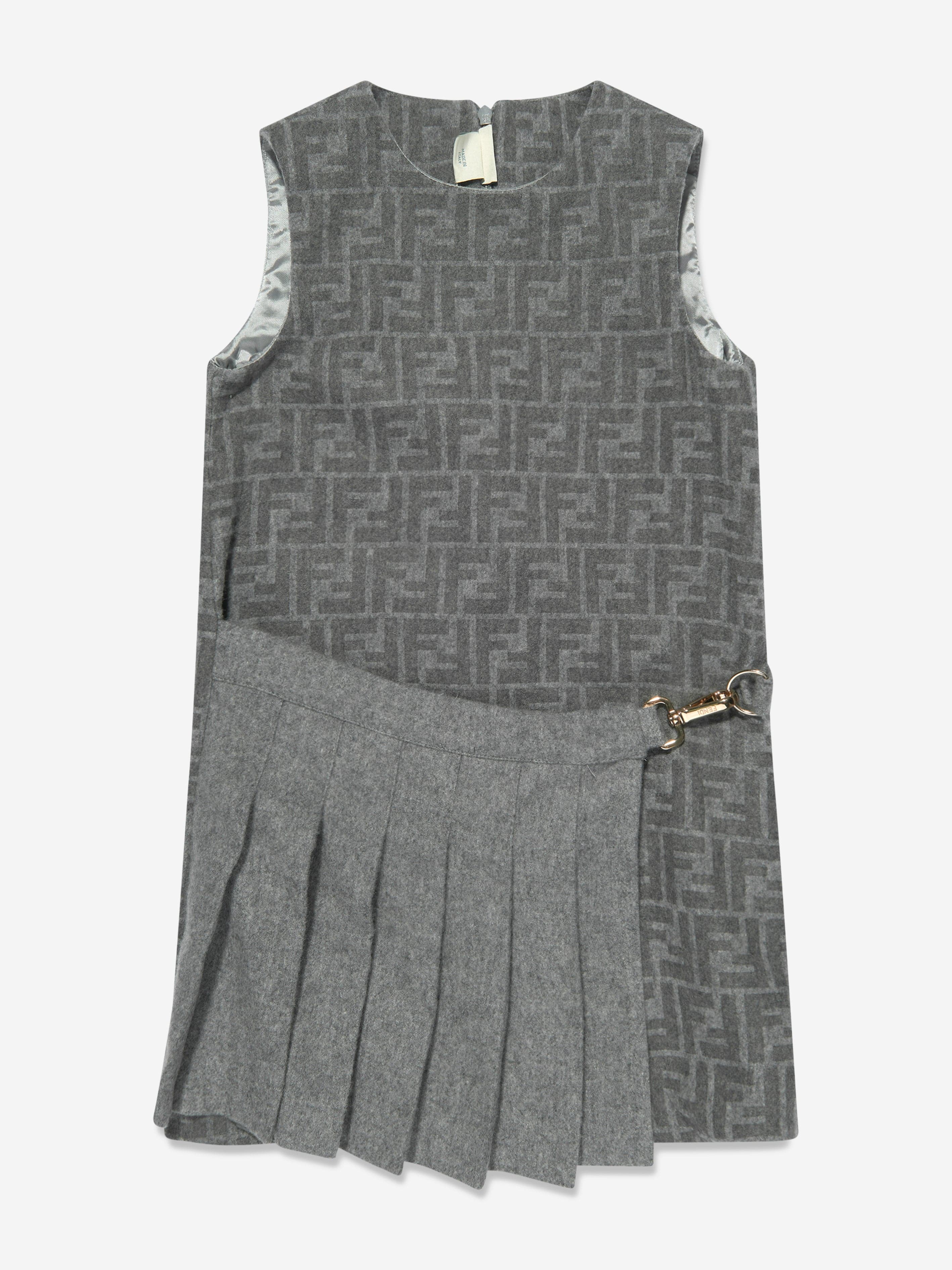 Fendi Girls FF Wool Dress in Grey Cheap Websites
