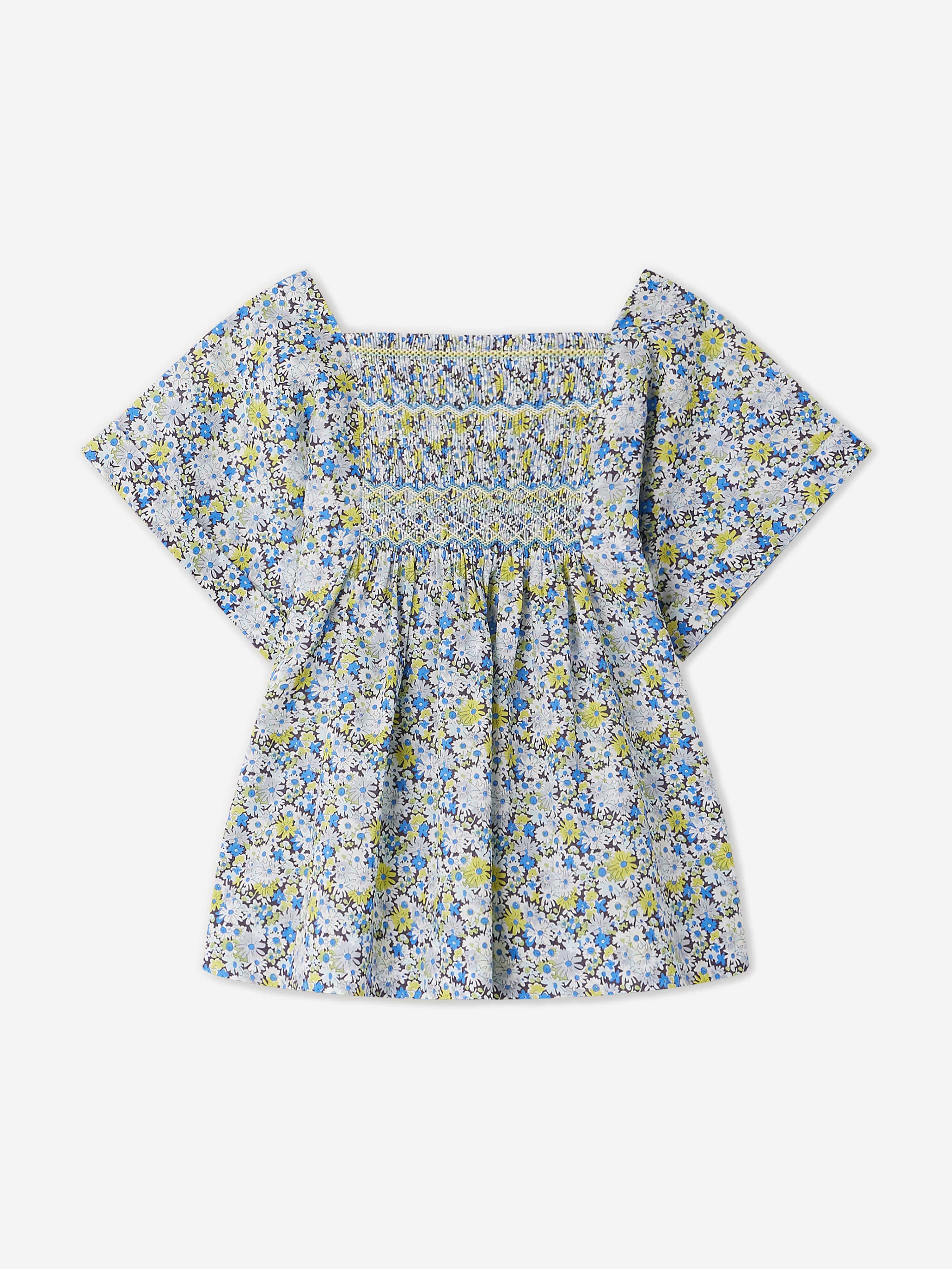 Bonpoint Girls Pays Smocked Blouse in Blue Clearance Amazing Pice