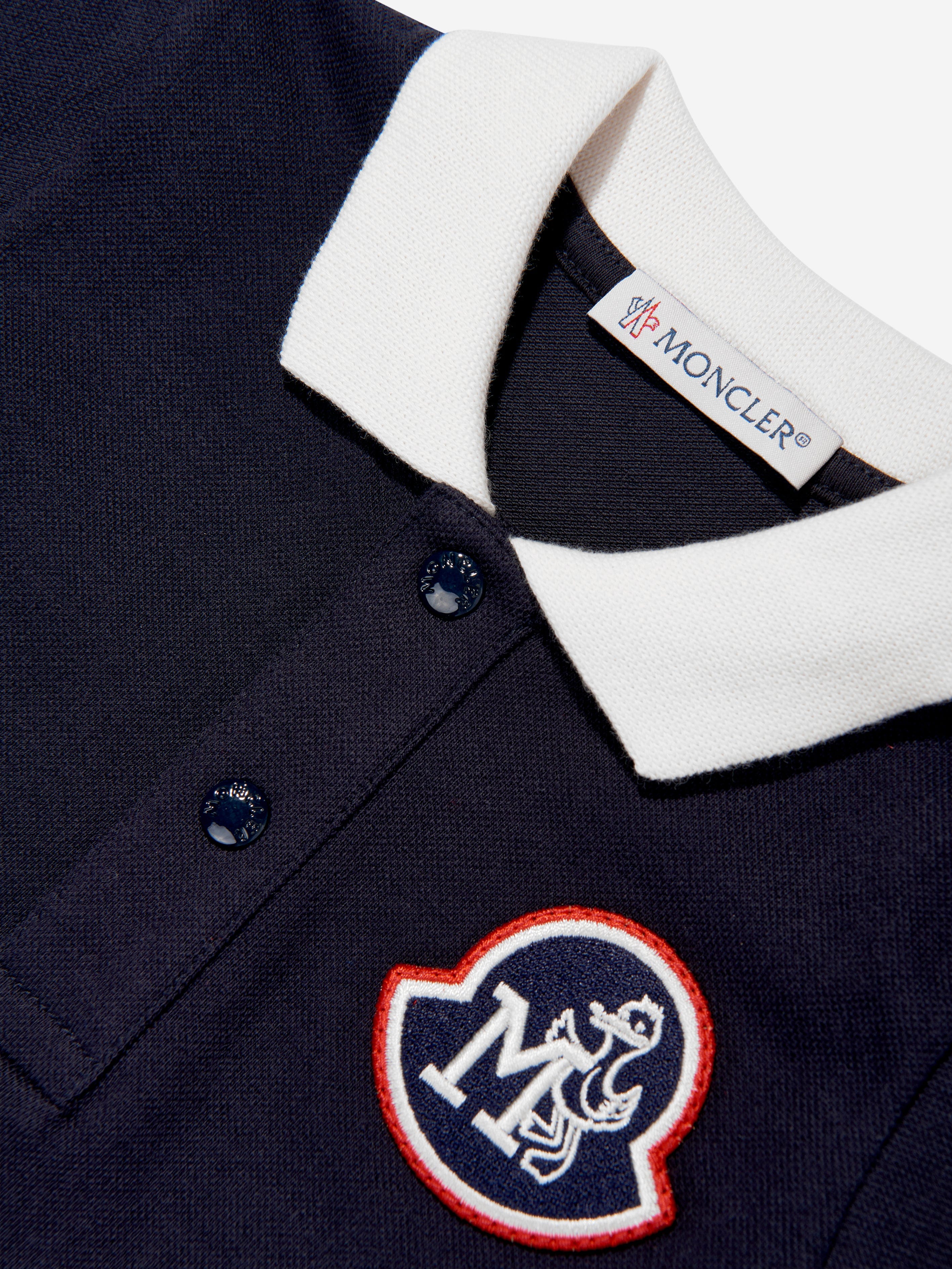 Moncler Enfant Baby Boys Logo Polo Shirt in Navy Exclusive Online