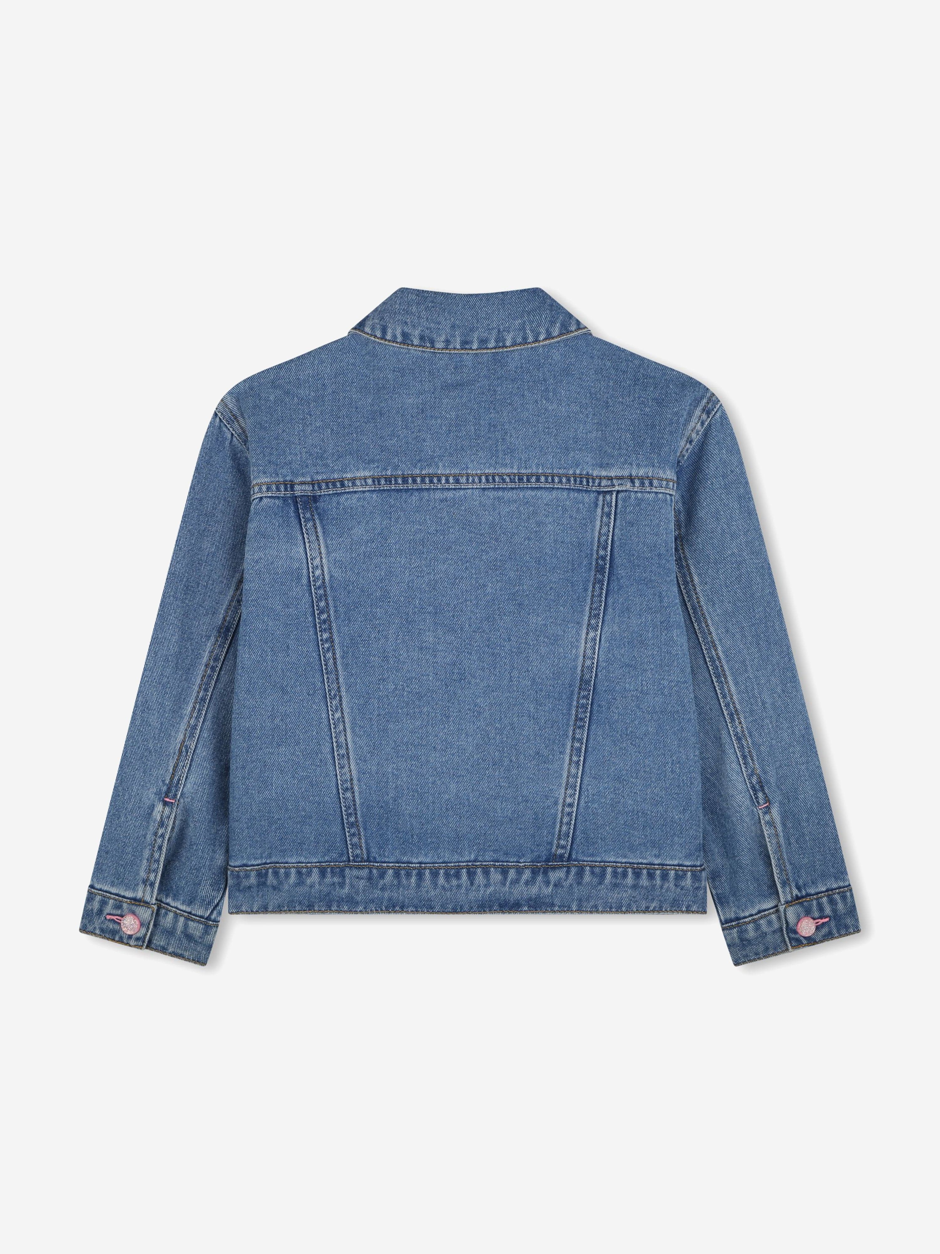 Girls Sequin Pocket Denim Jacket in Blue Outlet 2025 Newest