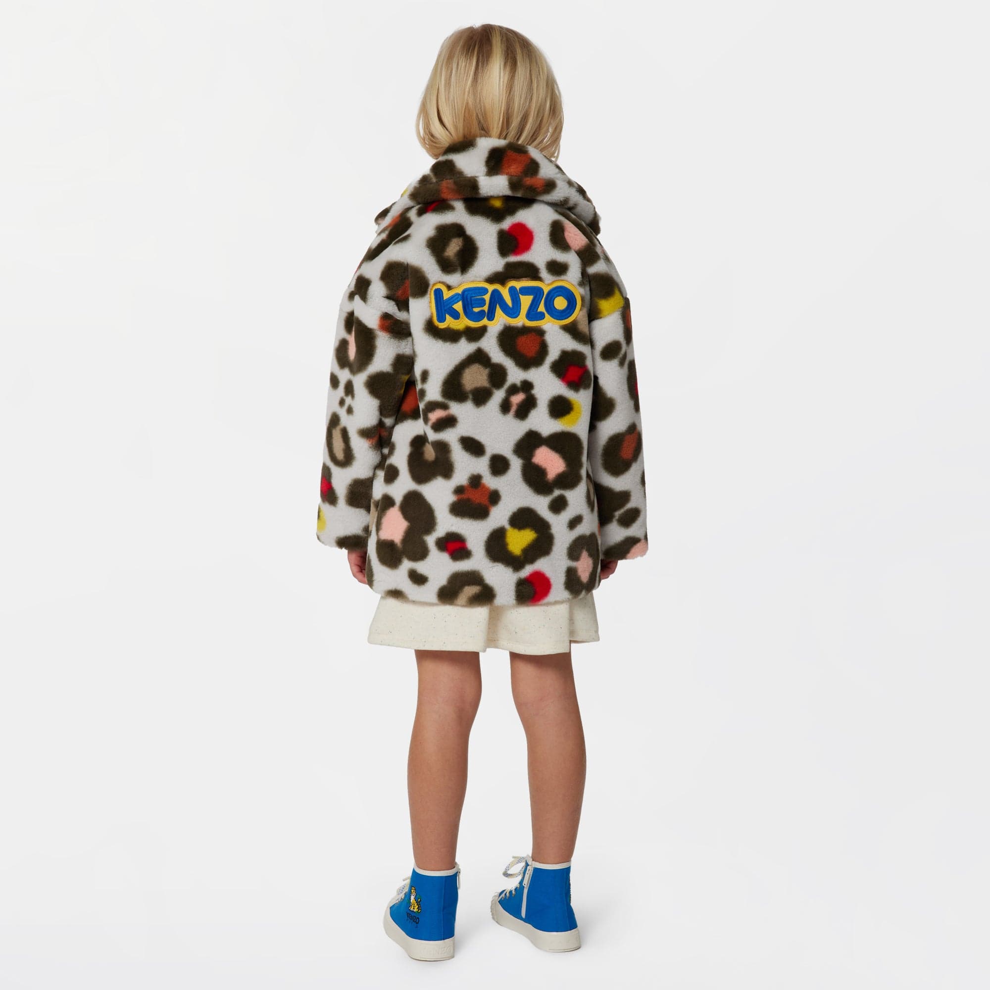 KENZO Girls Faux Fur Coat in Multicolour Sale Shop Offer