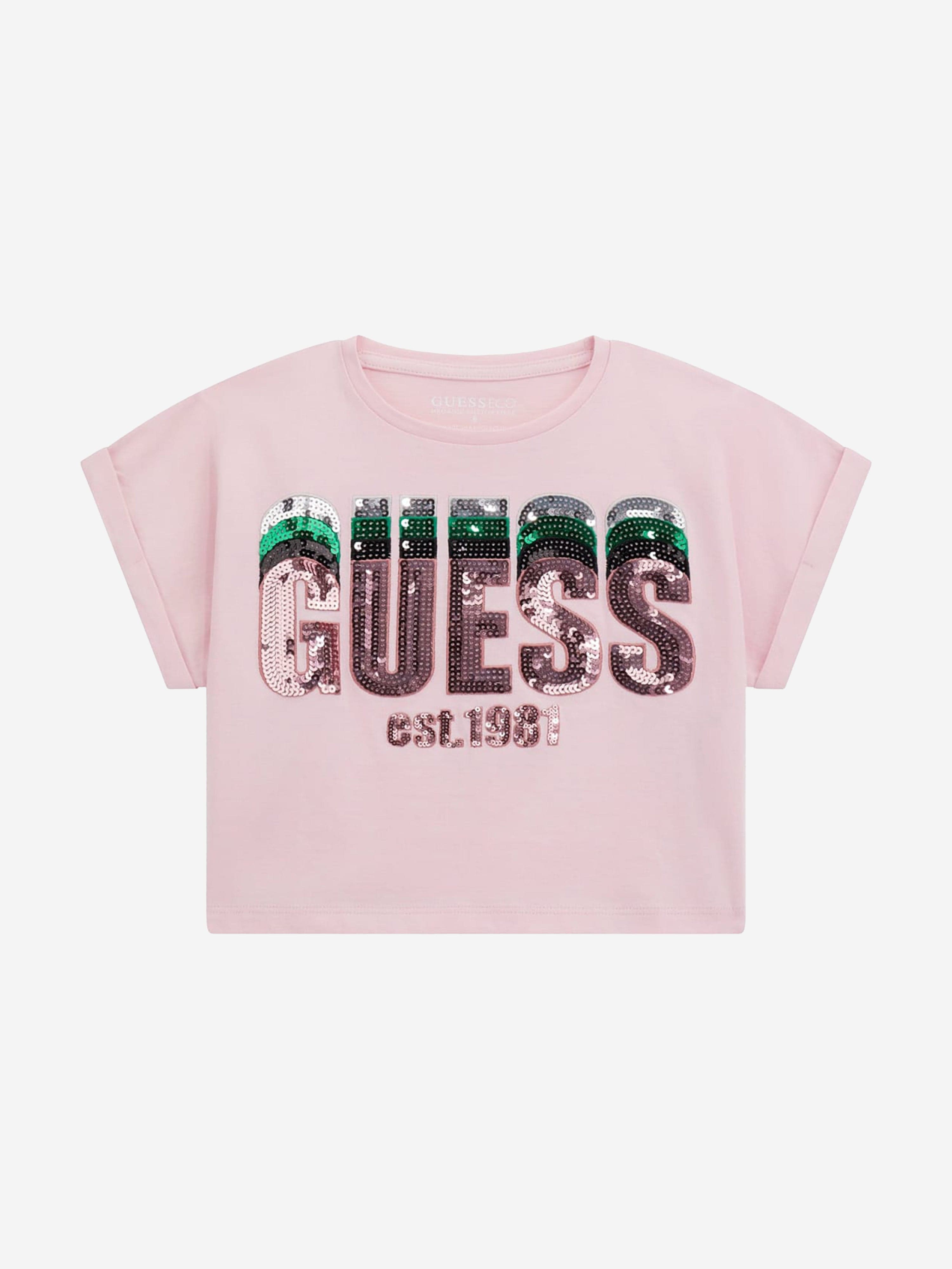 Girls Cropped Logo T-Shirt in Pink Cheap Sale Huge Surprise