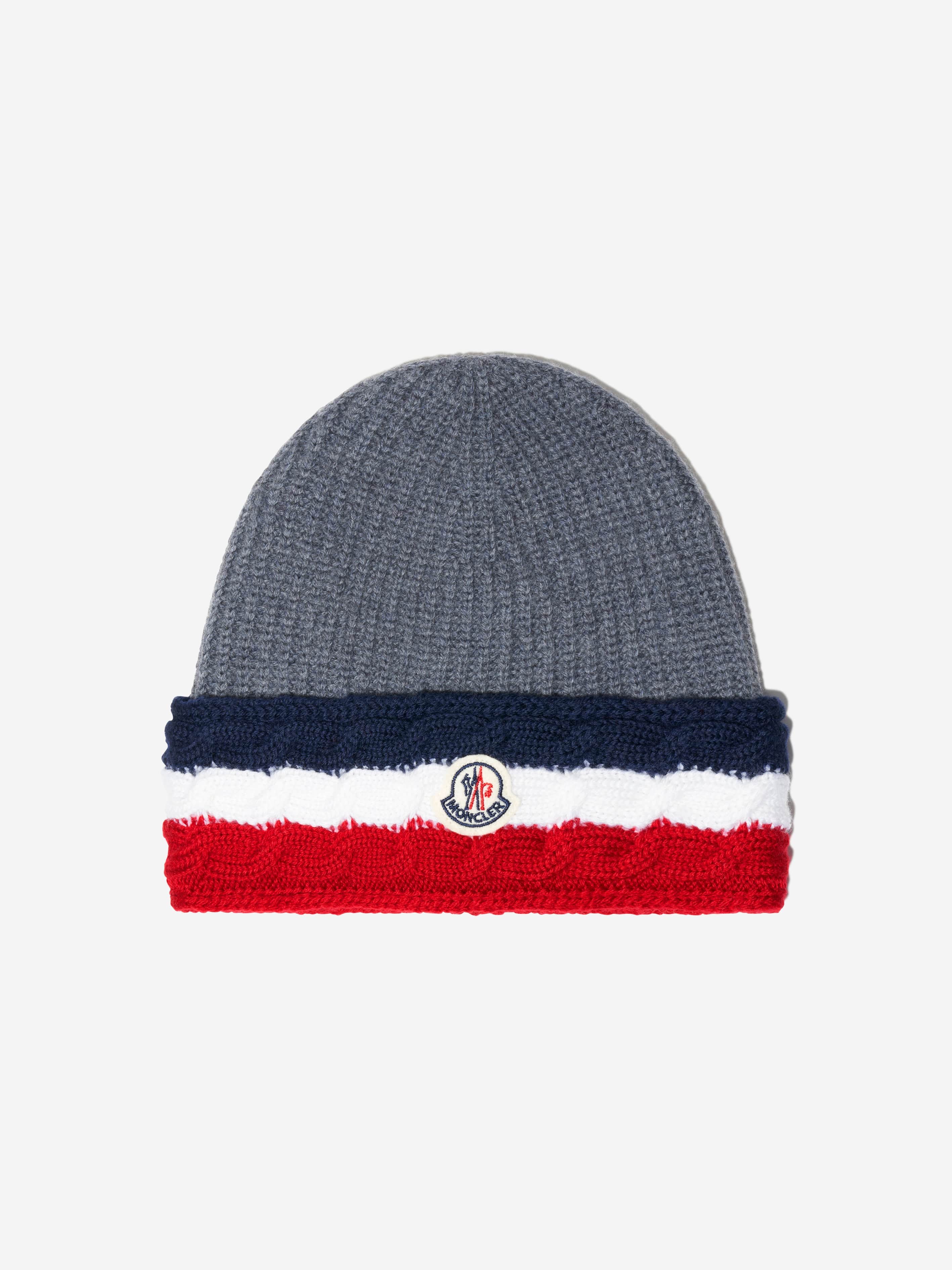 Moncler Enfant Boys Wool Knitted Logo Hat Authentic