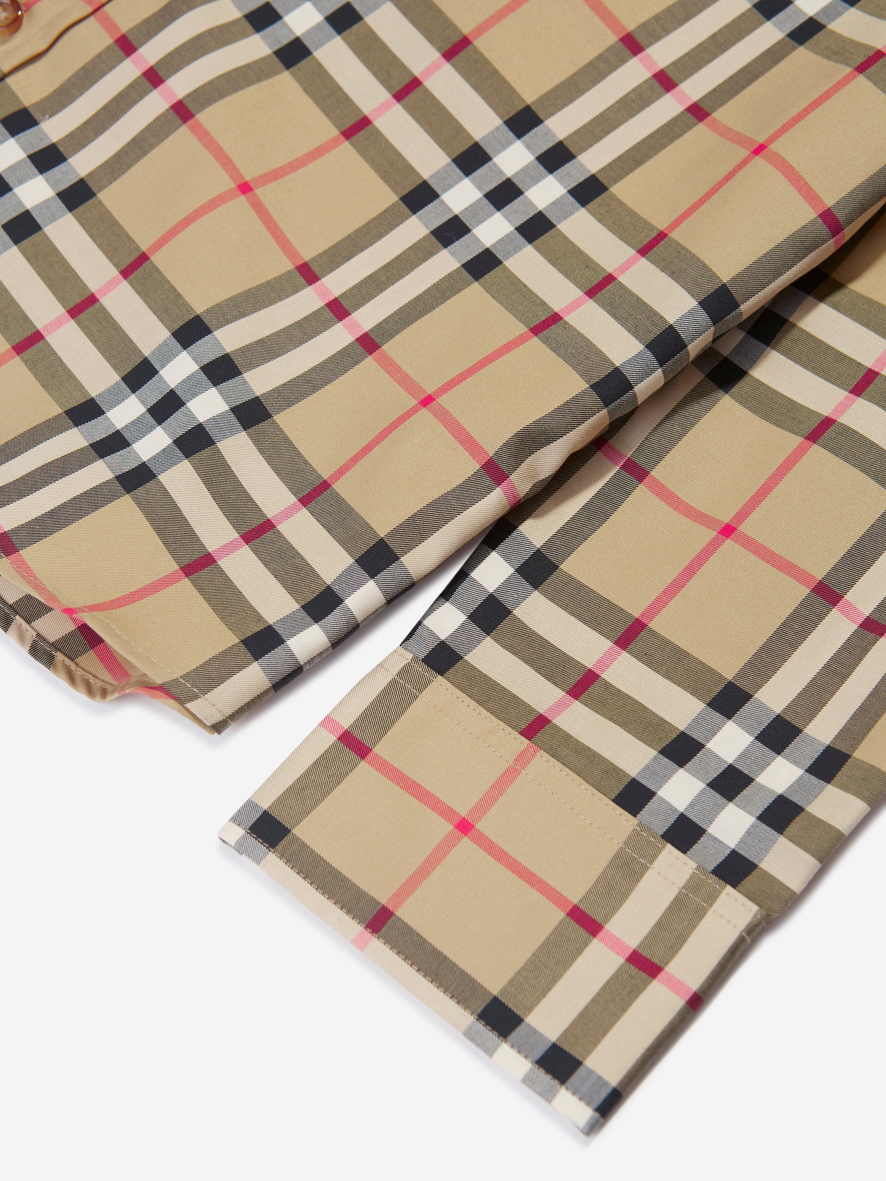 Burberry Boys Owen Long Sleeve Check Shirt in Beige Sale 2025 Unisex