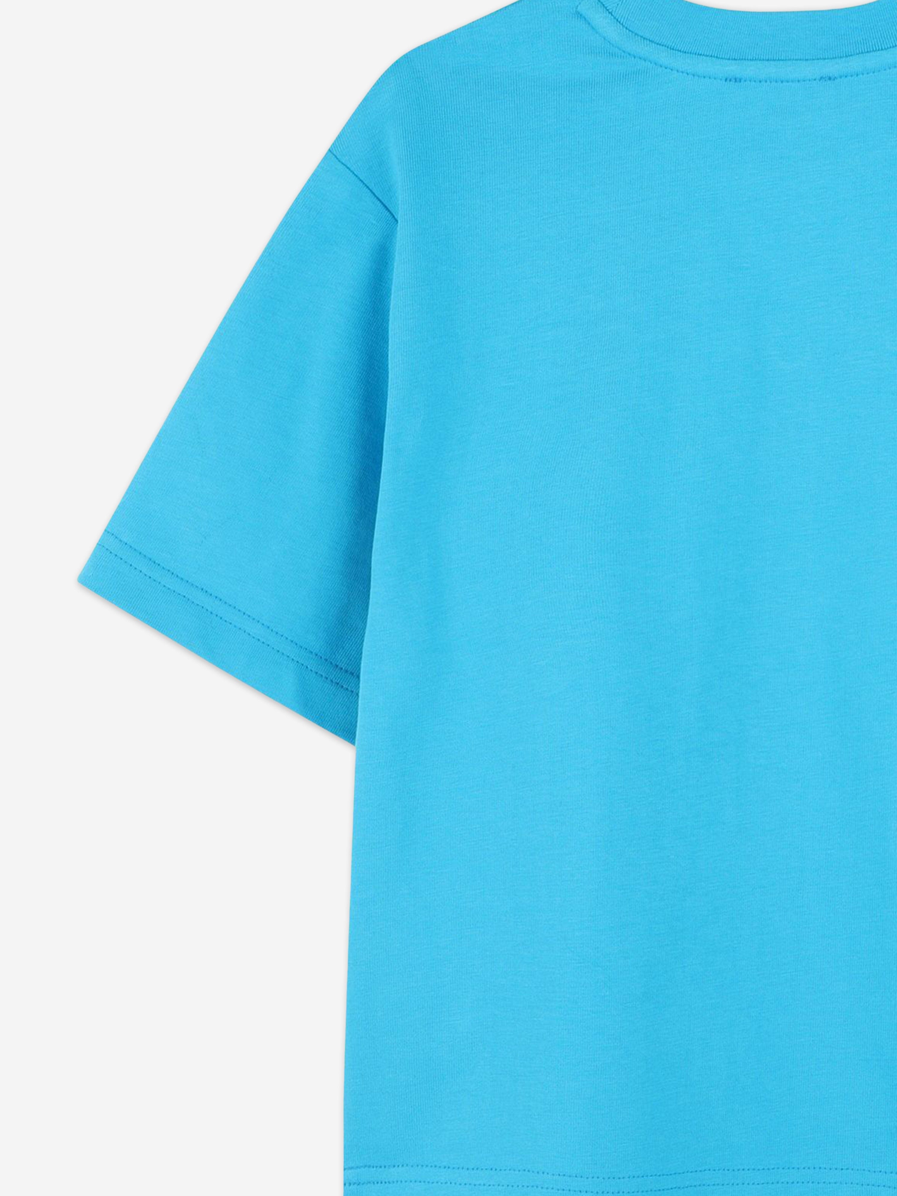 Boys Striped Logo Print T-Shirt in Blue Sale Deals