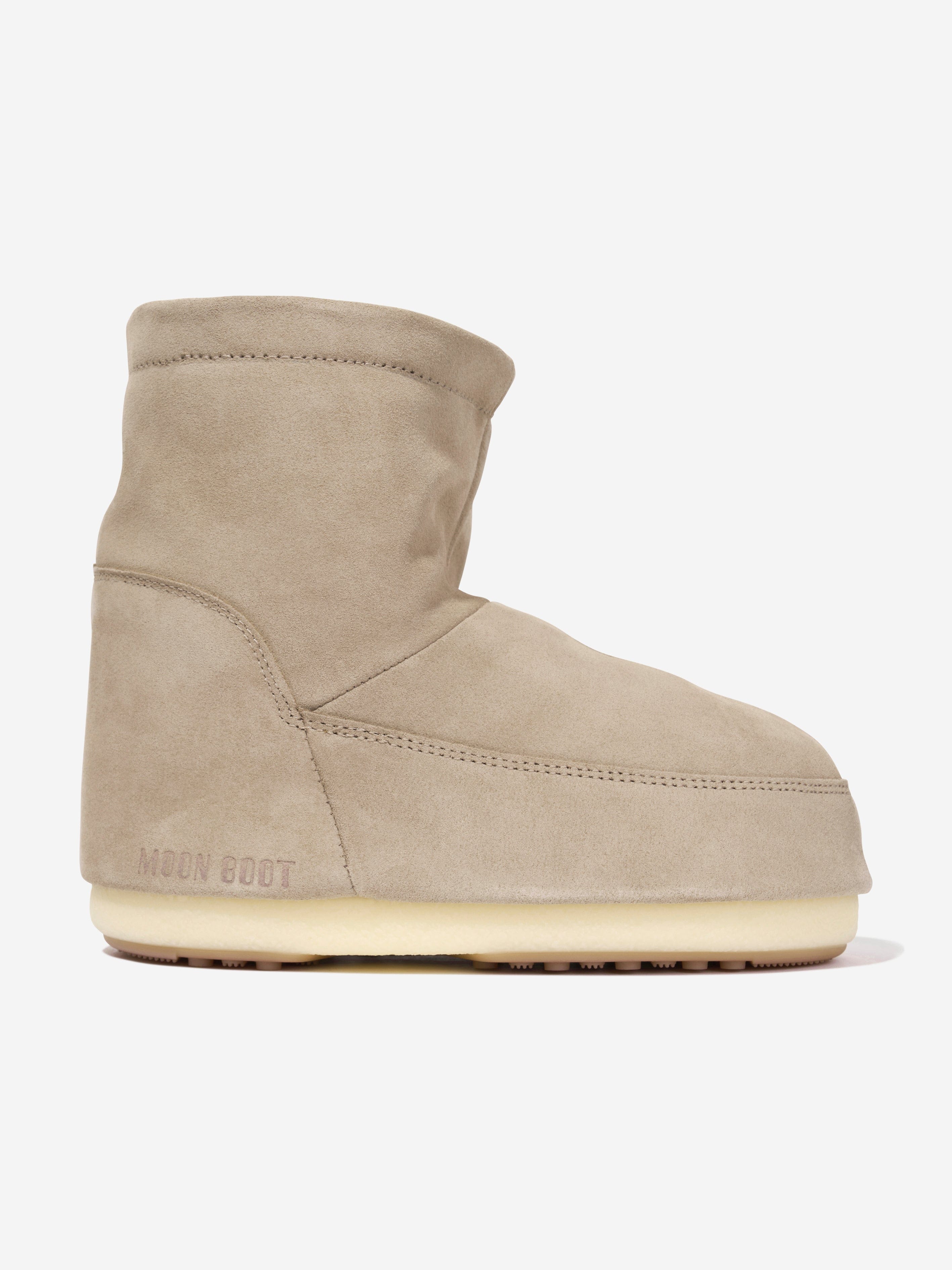 Moon Boot Kids Icon Low No Lace Suede Boots in Beige Buy Cheap Websites